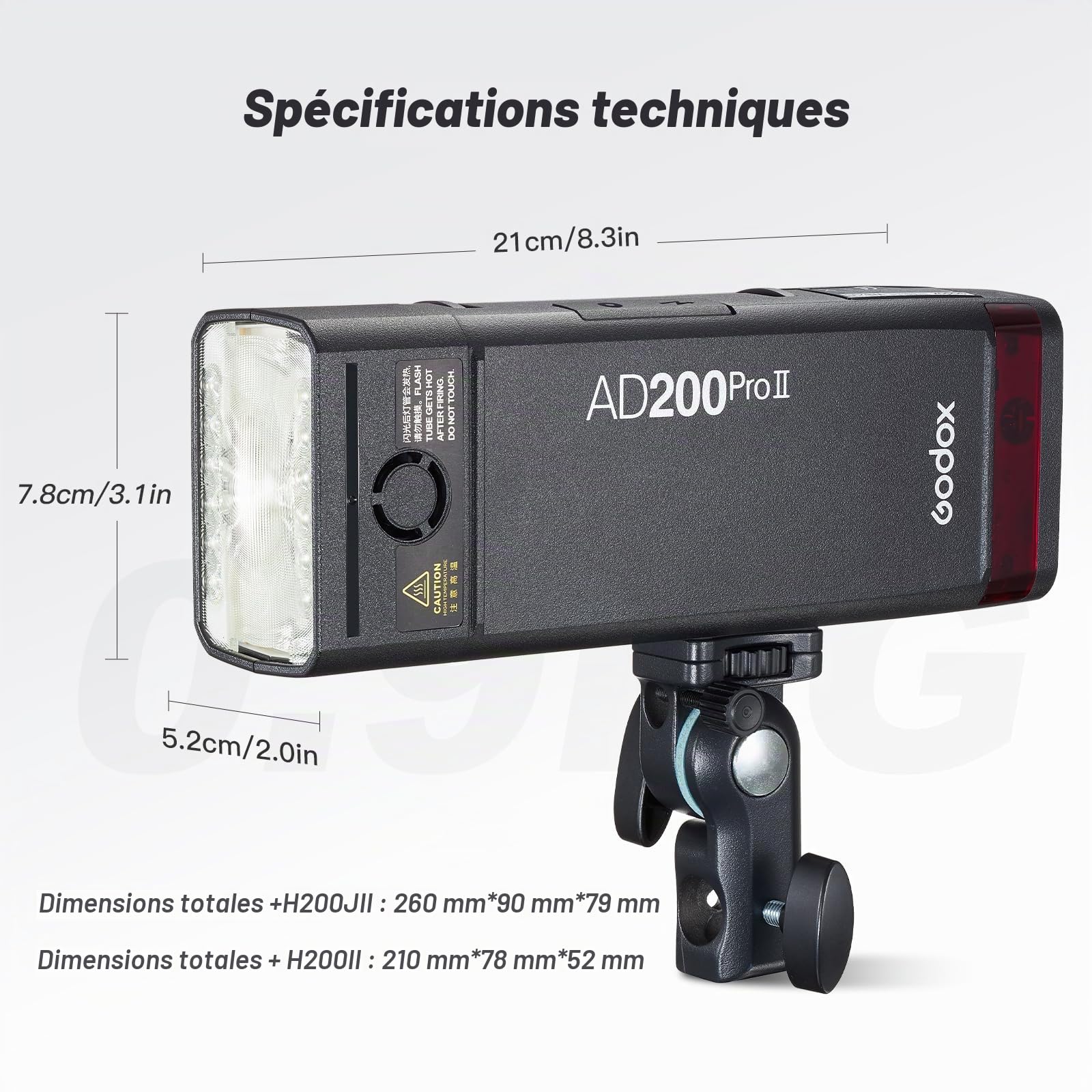 GODOX AD200ProII Flash de poche 200 W 2,4 G, 1/512 à pleine puissance, réglage de la puissance à 10 niveaux, température de couleur en mode constant ± 100 K