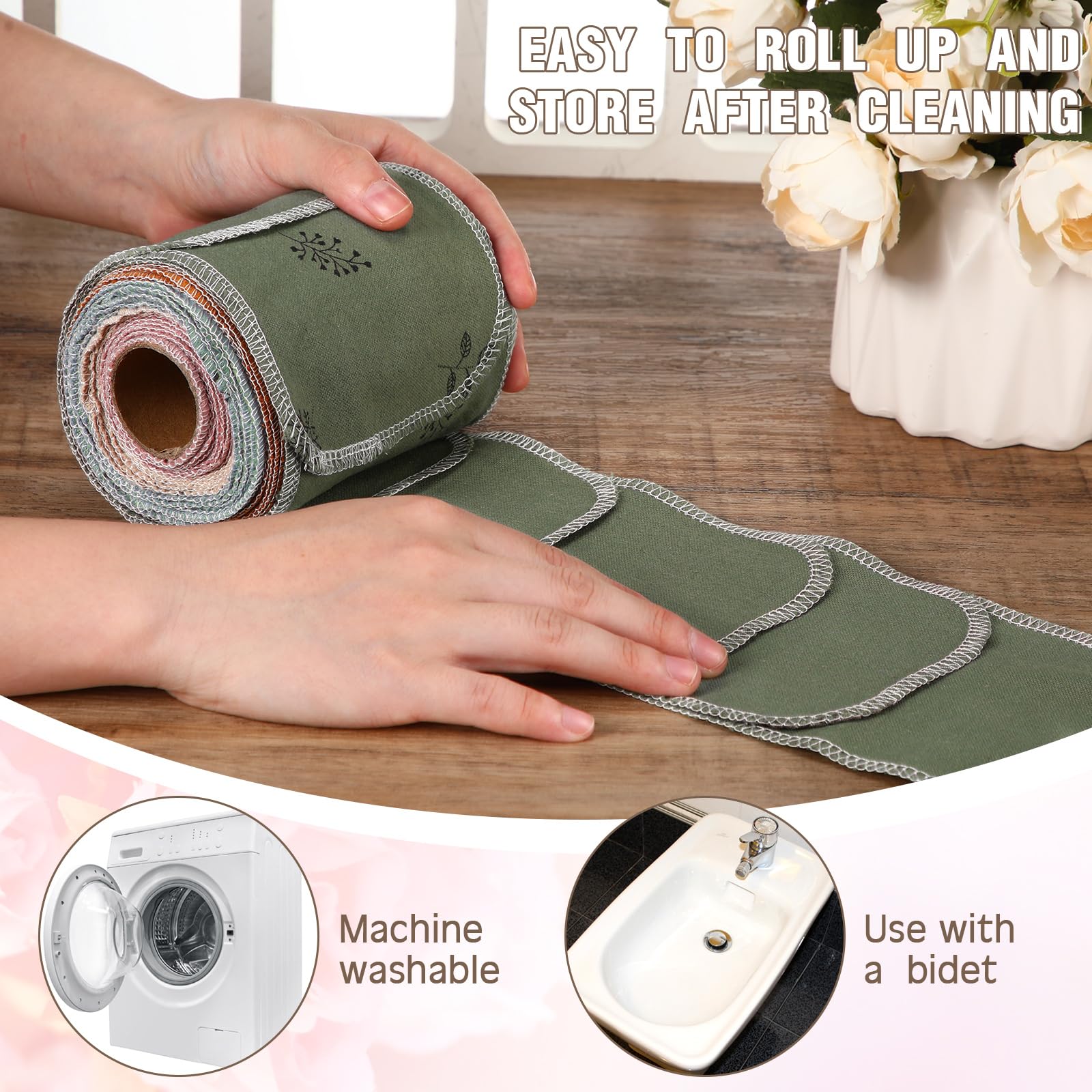 VitalCozy 50 szt. wielokrotnego użytku ręczniki toaletowe nadające się do prania, bidet, ściereczki do wielokrotnego użytku, ręczniki bezpapierowe, ręczniki papierowe do kuchni, ścierki papierowe