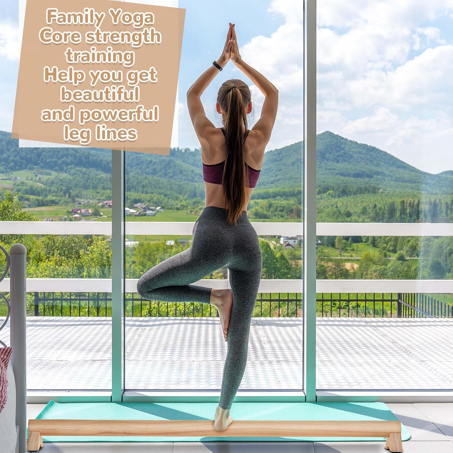 Silipull 40 Inches Beech Wood Balance Beam for Home Use Sensory Wood Gymnastics Beam for all ages to Enhance Balance, Ankle Foot Strength, Flexibility and Plantar Fasciitis Relief