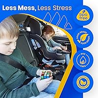 Vista 8 de Bandeja de viaje para niños, base grande, bandeja para asiento de automóvil y portavasos de automóvil, bandeja para aperitivos, entretenimiento