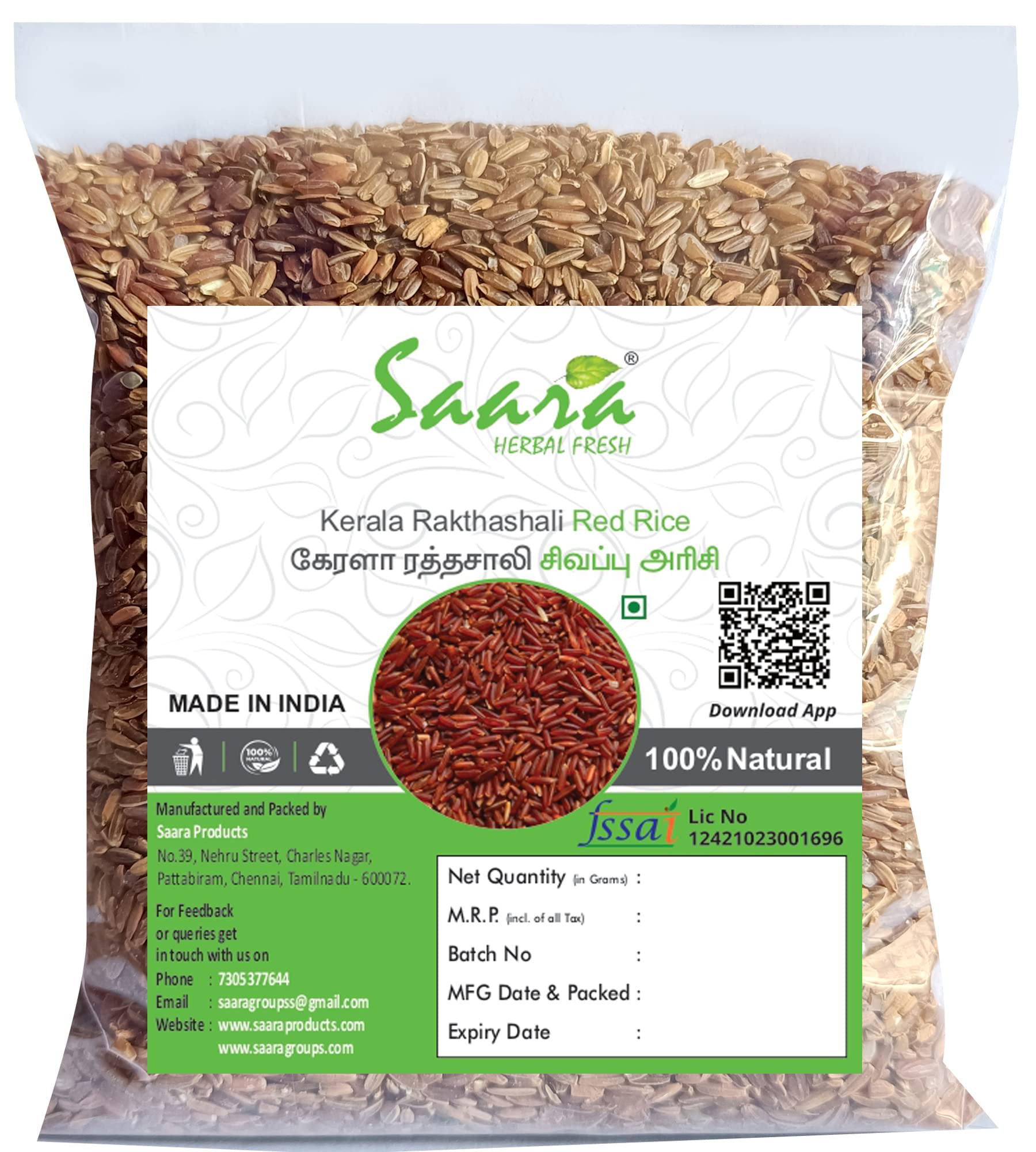 Saara HERBAL FRESH Kerala Rakthashali Red Rice, 1.950 kg, Kerala Rakthashala, 1.950 kg (B0BHNGVPTD) Amazon Price History, Amazon Price Tracker