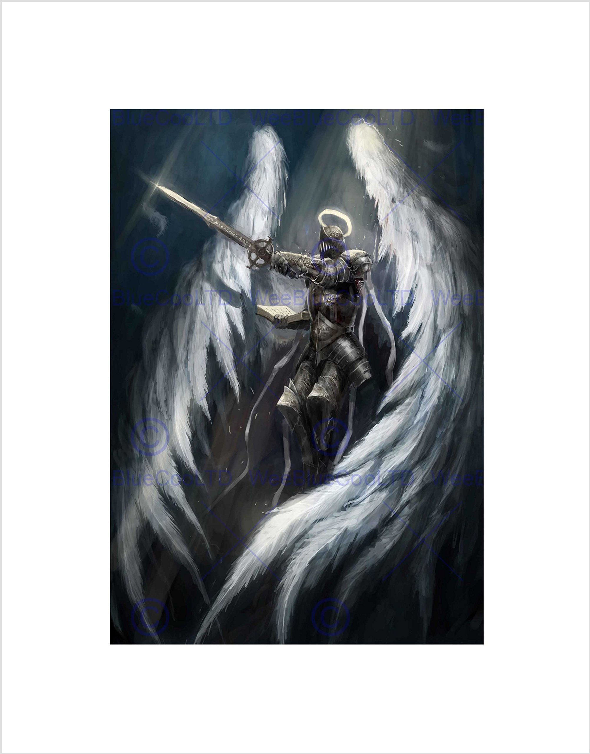 Wee Blue Coo Painting Illustration Fantasy Medieval Warrior Knight Wall Art Print