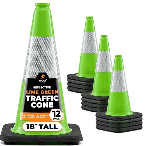 Miniatura 11 de Xpose Safety Conos de tráfico naranjas de 18 pulgadas, resistentes, 3 libras con collar de 6 pulgadas, 1 paquete de conos de seguridad de plástico