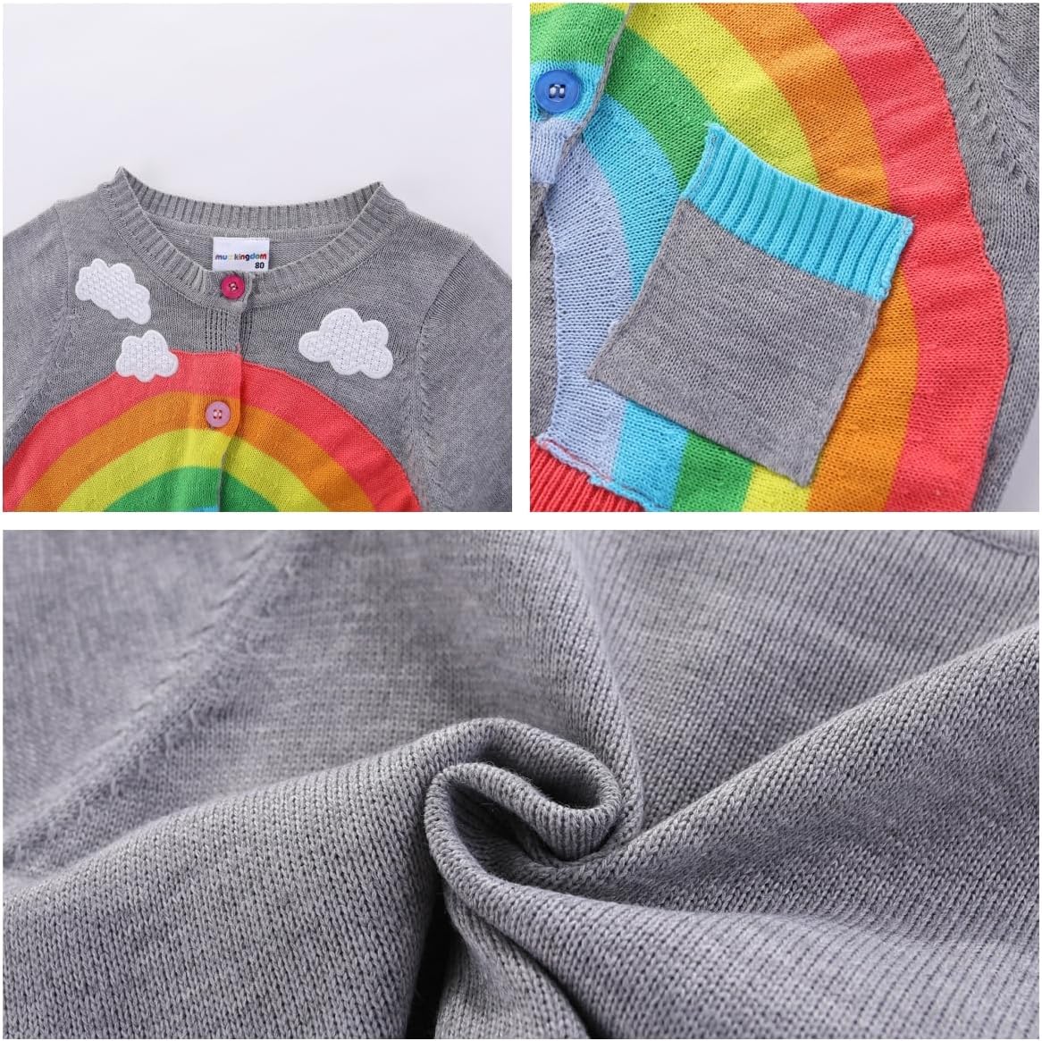 Mud Kingdom Toddler Sweaters Knitted Cardigan for Boys Girls 1-7 Years Rainbow - Image 5