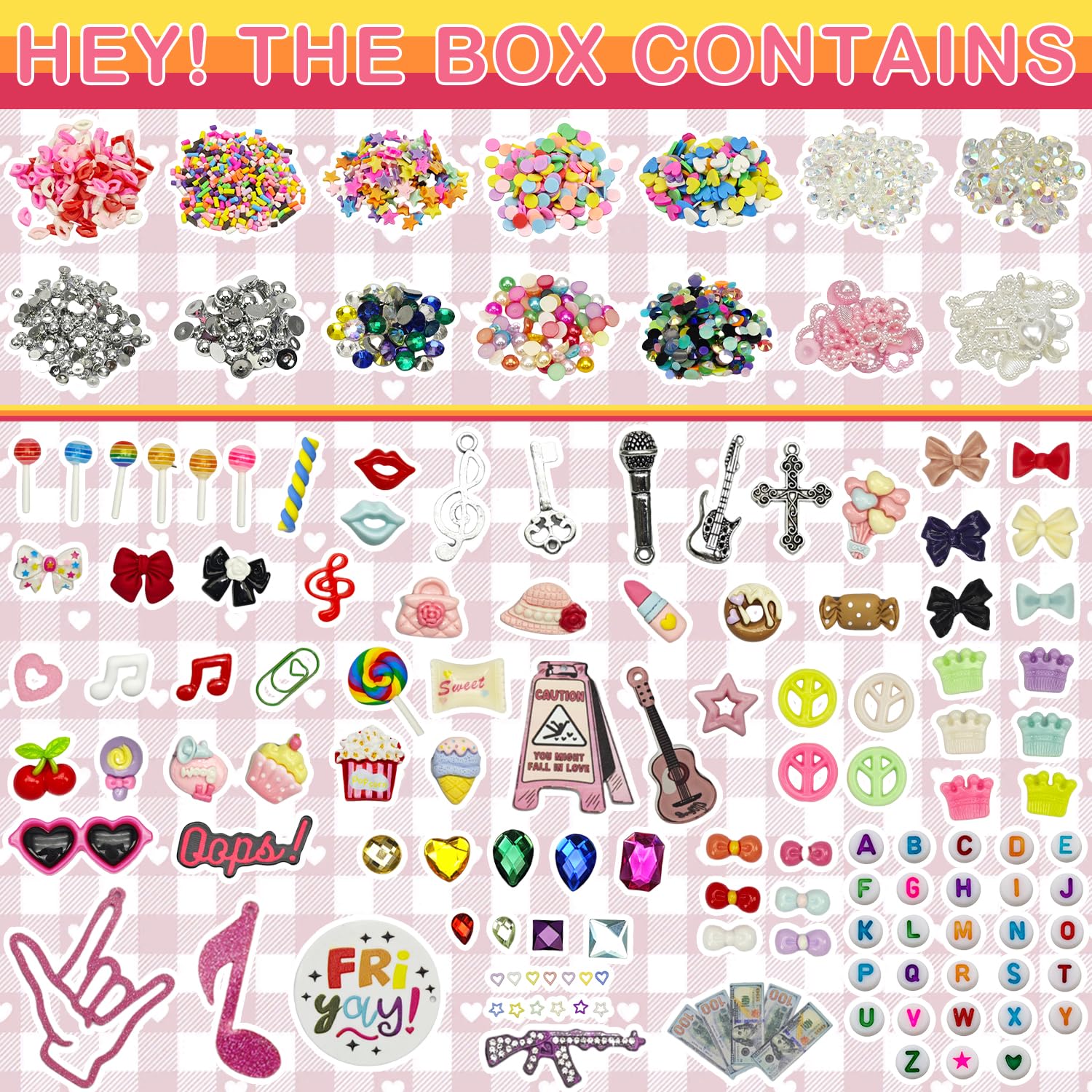467 Pcs Junk Case Charms Kit - Pink Candy Resin Charms With A-Z Alphabet Letters