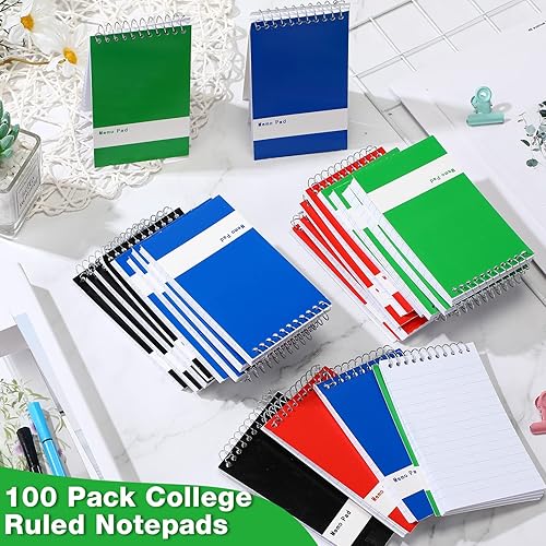 Miniatura 7 de 148 blocs de notas en espiral, blocs de notas en espiral de 3 x 5 pulgadas, pequeños cuadernos de notas con rayas universitarias, 60 hojasbloc,