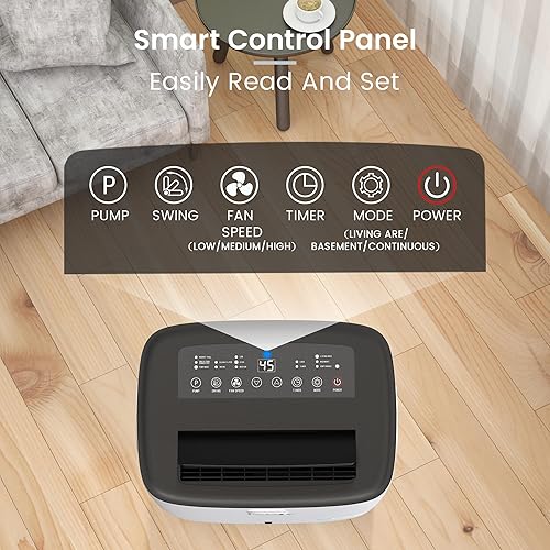 Miniatura 6 de Yaufey Deshumidificador Energy Star de 150 pintas con bomba para el hogar, sótano y habitación de hasta 7000 pies cuadrados, con manguera de