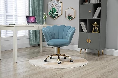 Miniatura 2 de ZOBIDO Comfy - Silla de trabajo para la oficina en casa con ruedas, bonita y moderna tapizada de terciopelo con respaldo de concha, silla de