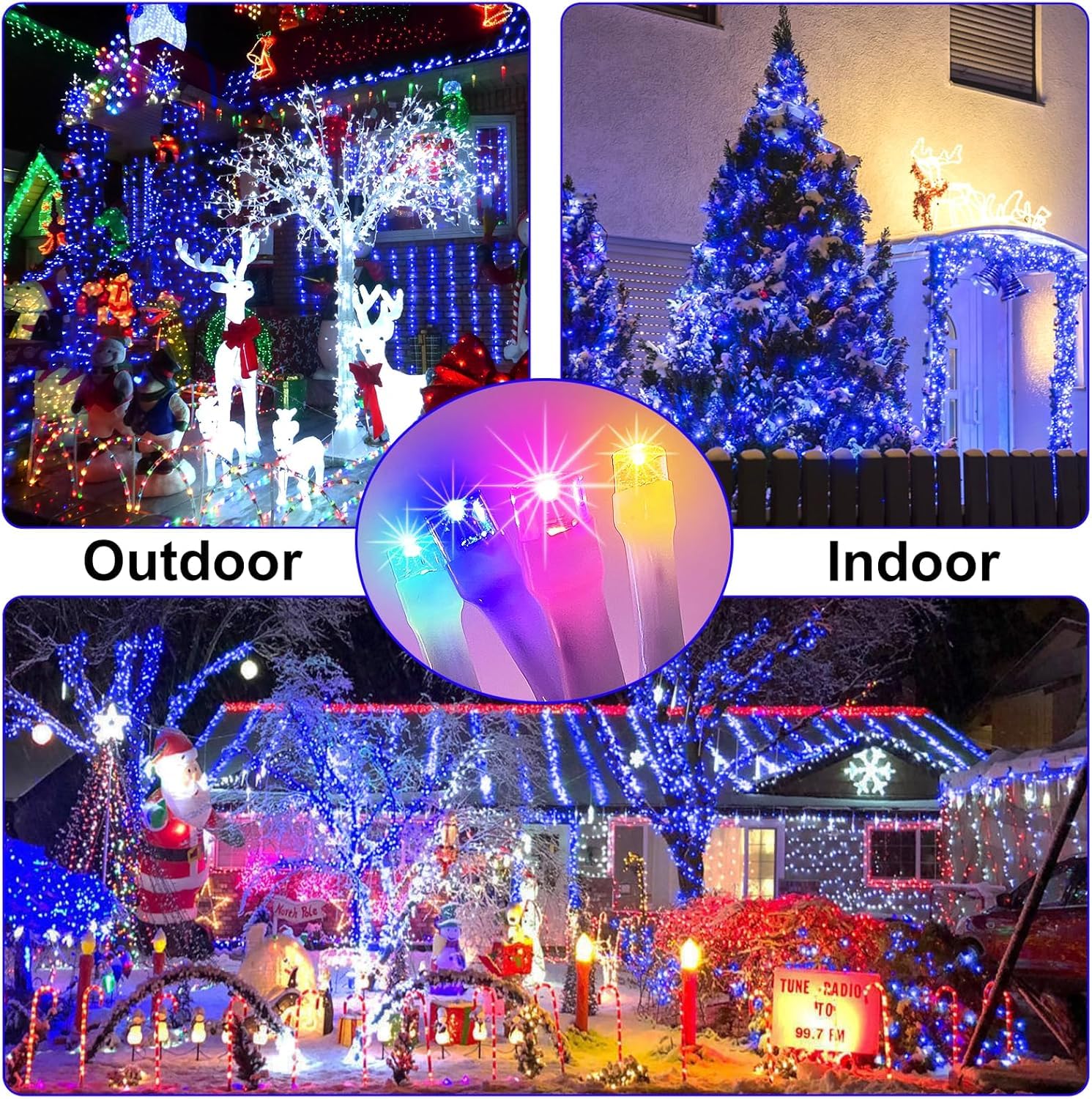 FLVOECN 120 m, 1200 LED per esterni, illuminazione natalizia per esterni, con telecomando, 12 modalità, timer, ghirlanda di Natale con illuminazione per feste, matrimoni, Pasqua, giardino, balcone