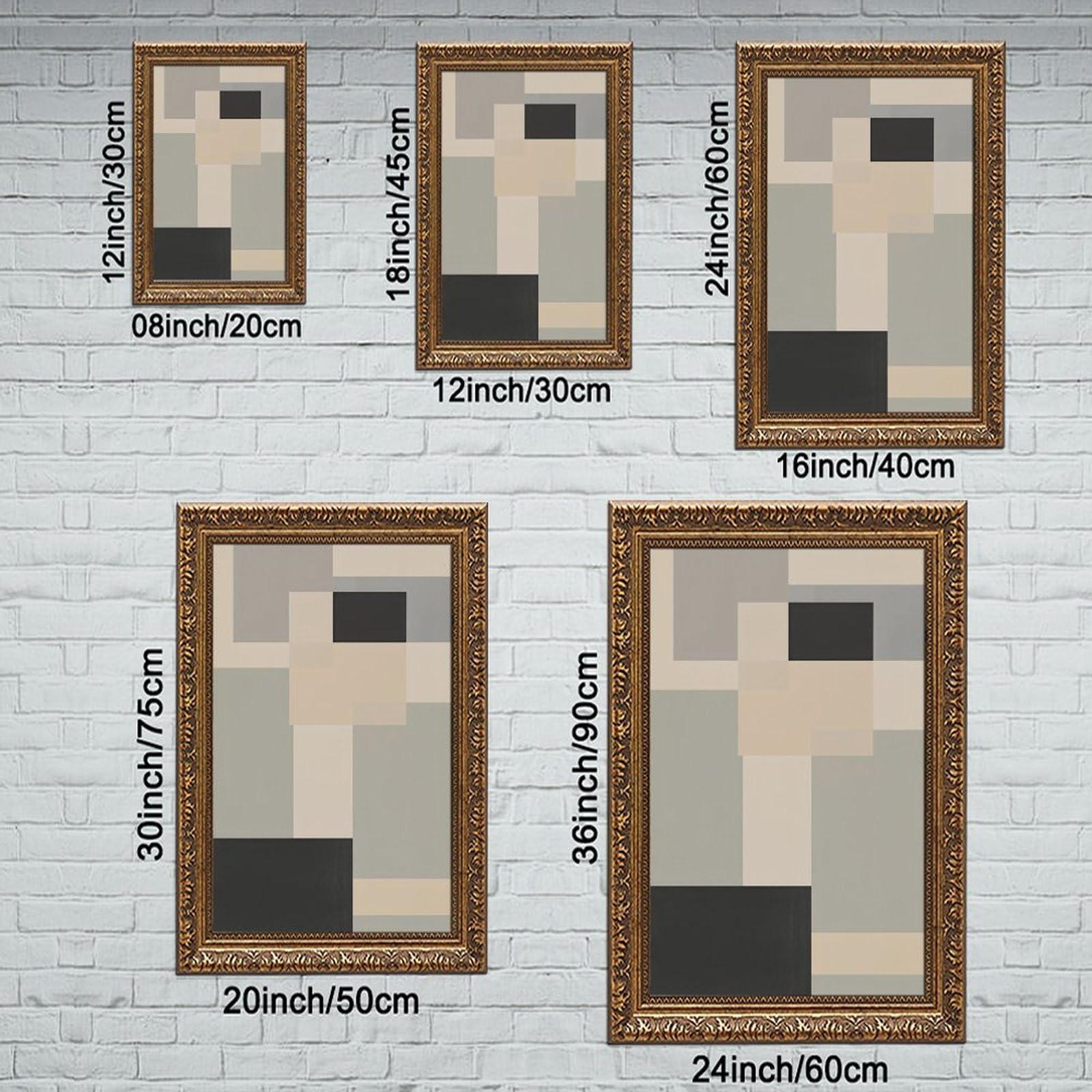 ELKPDOE Neutrales abstraktes und minimalistisches Poster, Leinwand-Poster, Schlafzimmer-Dekor, Sportlandschaft, Büro, Raumdekoration, Geschenk, Retro, goldener Rahmen, 40,6 x 61 cm (L x B)