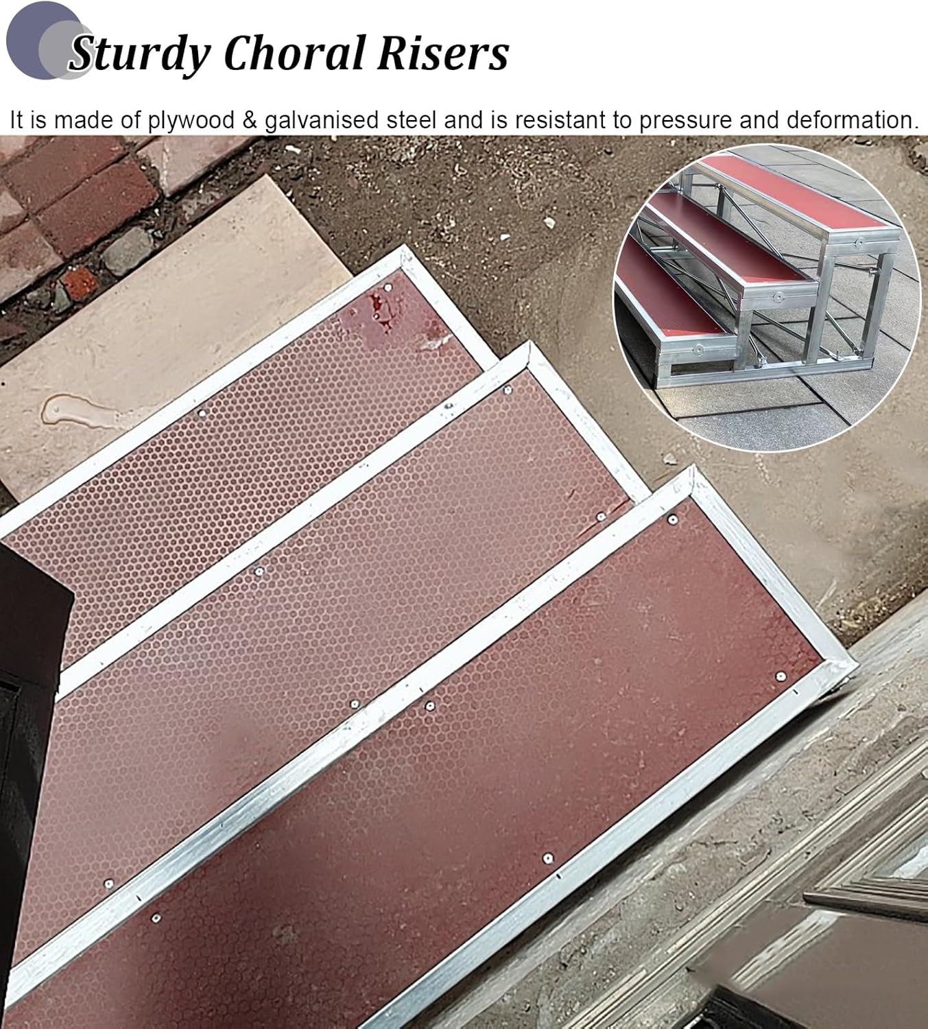 2/3 Tiers Choir Risers - Tiered Choral Steps for Performances, Speech Podium Staircase, Award Stage Platform for Schools and Events (2 Tiers)