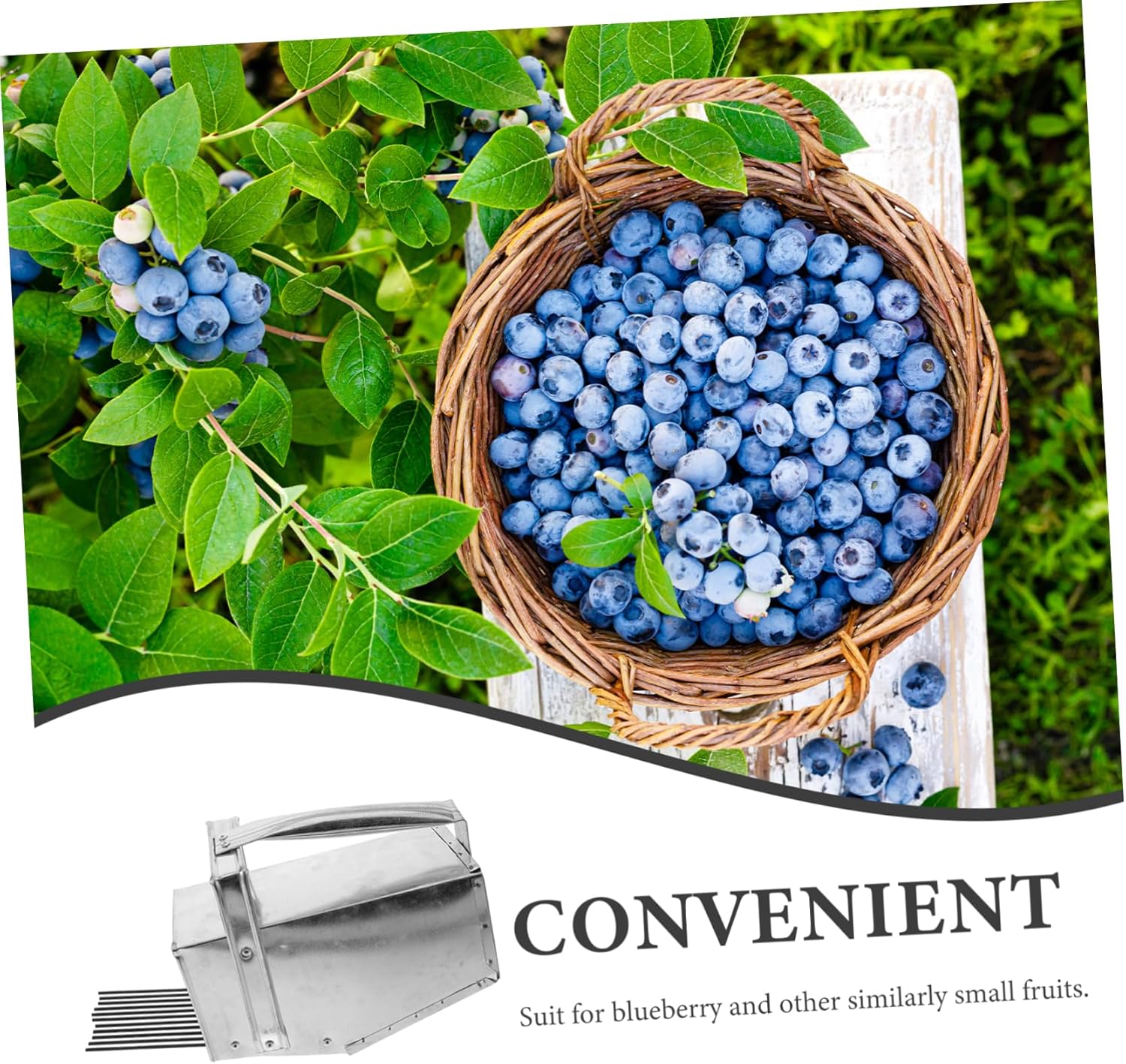 Handheld Blueberry Picker Tool Portable Fruit Basket for Blueberries Strawberries Lightweight Design with Splints for Easy Harvesting Compact Storage
