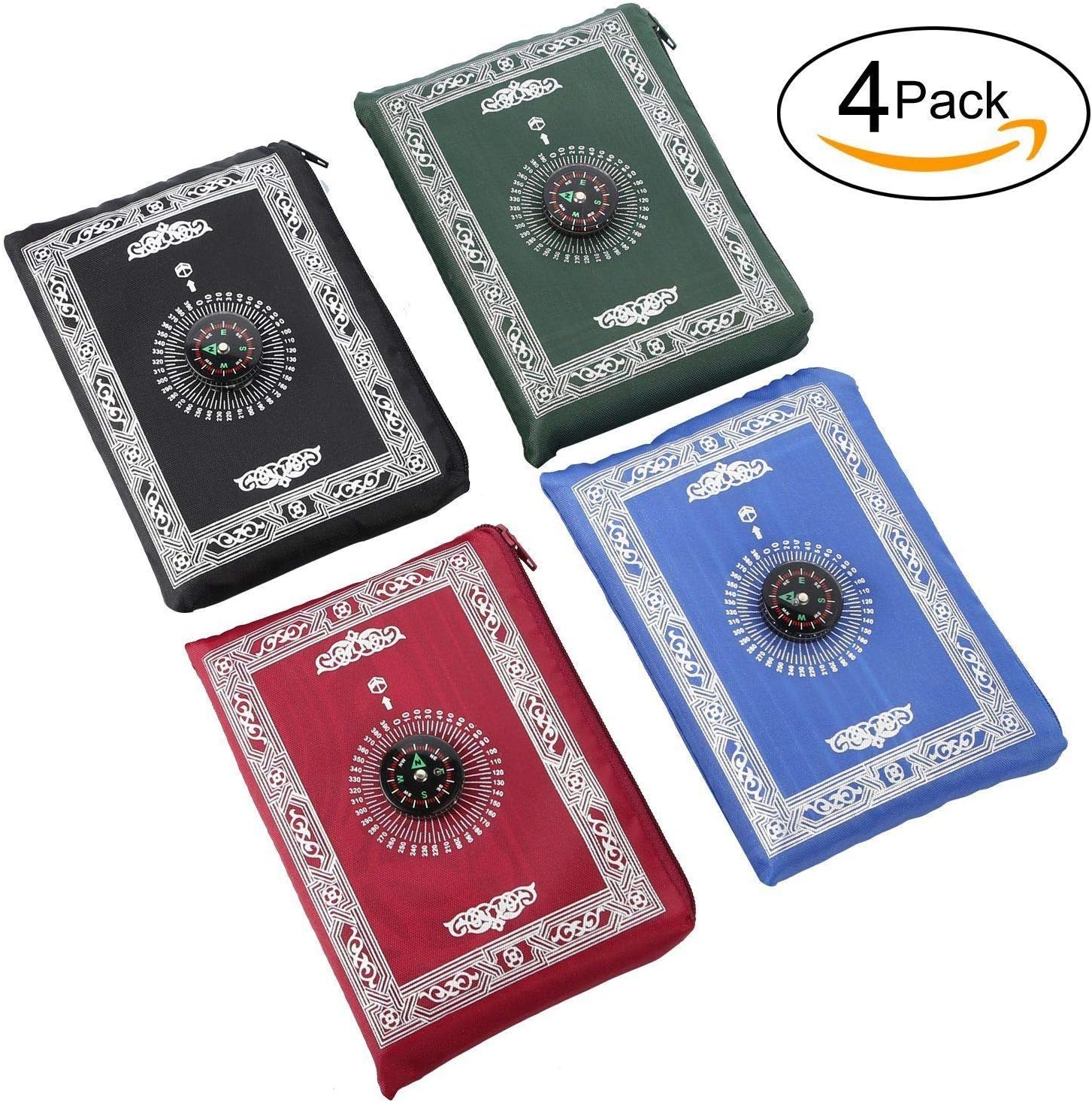 Islamic Prayer Rug Portable Pocket Prayer Mats Islamic Prayer Rug[4 Pack] Islamic Wedding Favor Islamic Favors Ramadan Gift Eid Gifts Islamic Decoration (All 4 Colors)