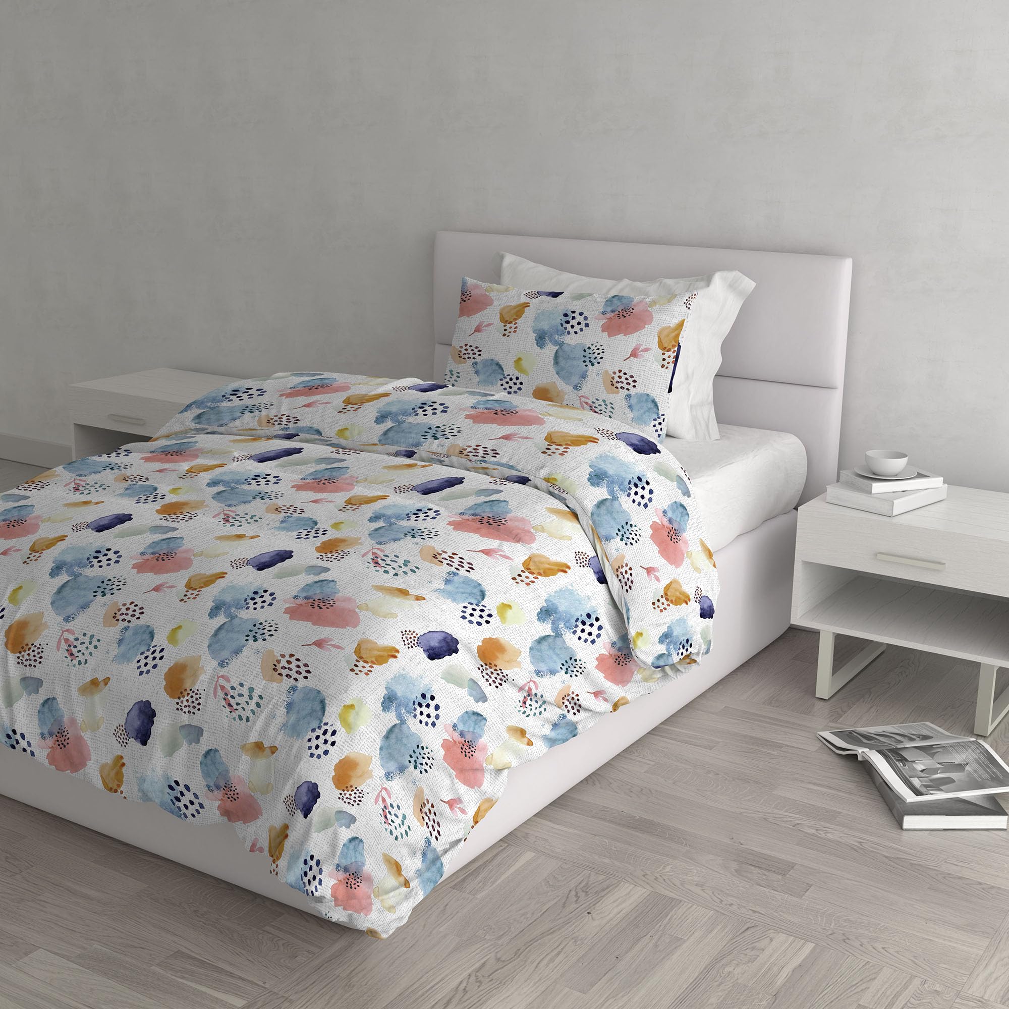 Italian Bed Linen DAFNE Duvet Cover Set, Microfibre, Colibri, Queen Size