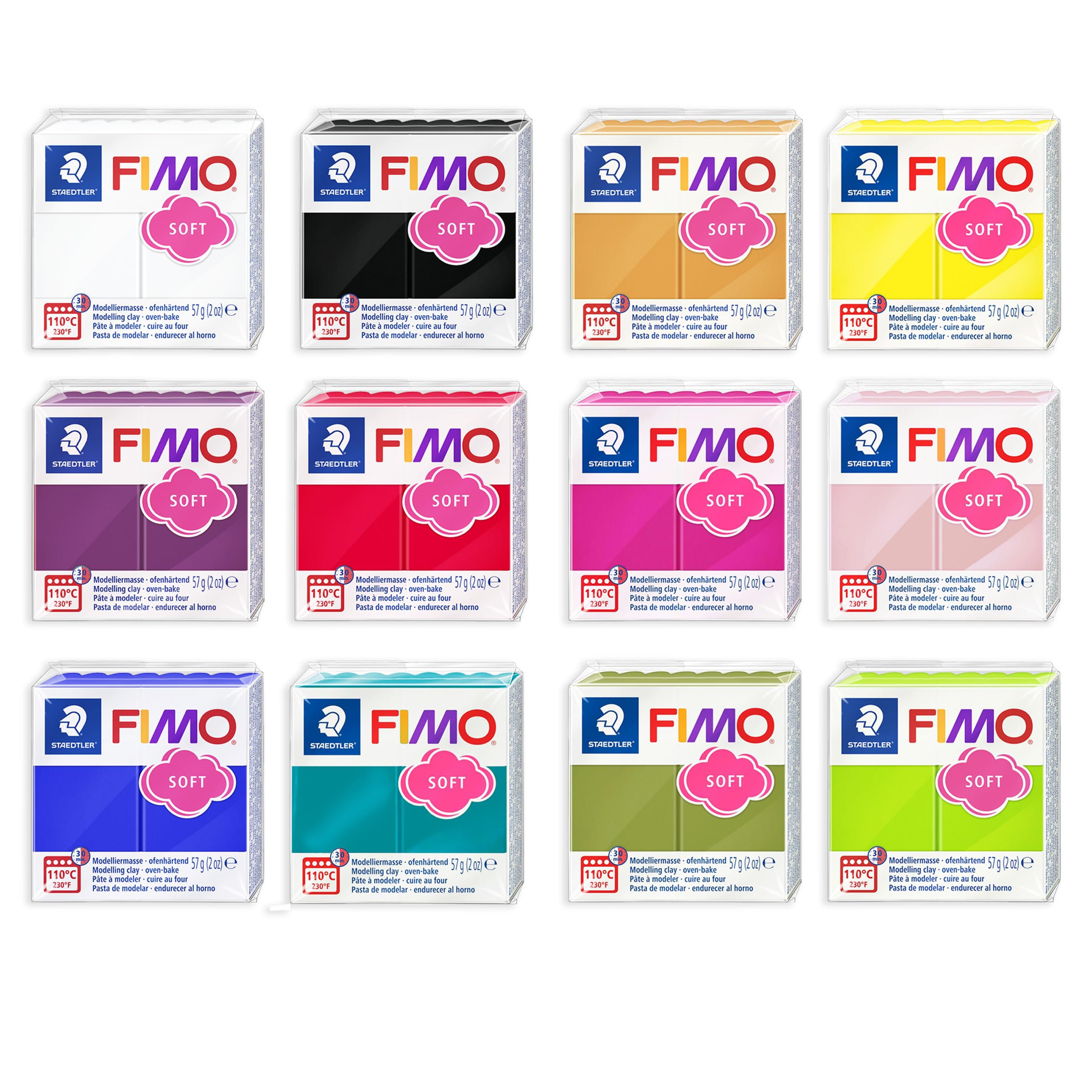 FIMO - Arcilla de modelado para horno de polímero suave, 12 x 57 g, colores clásicos, paquete de 12