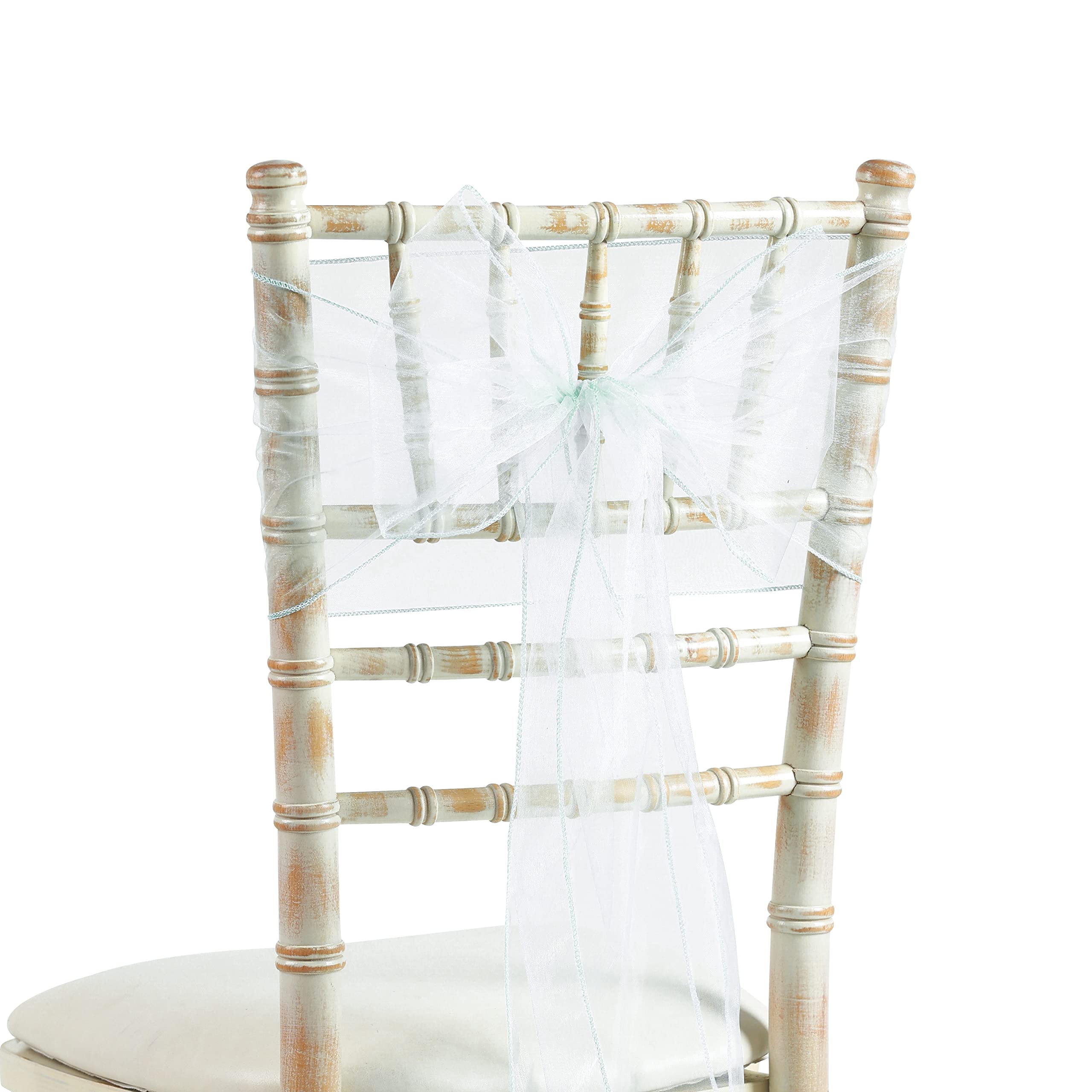 20x275cm Organza Sash Wider Sash Fuller Bows Chair Cover Bows Sash for Wedding Party Birthday Decoration (25, Mint)