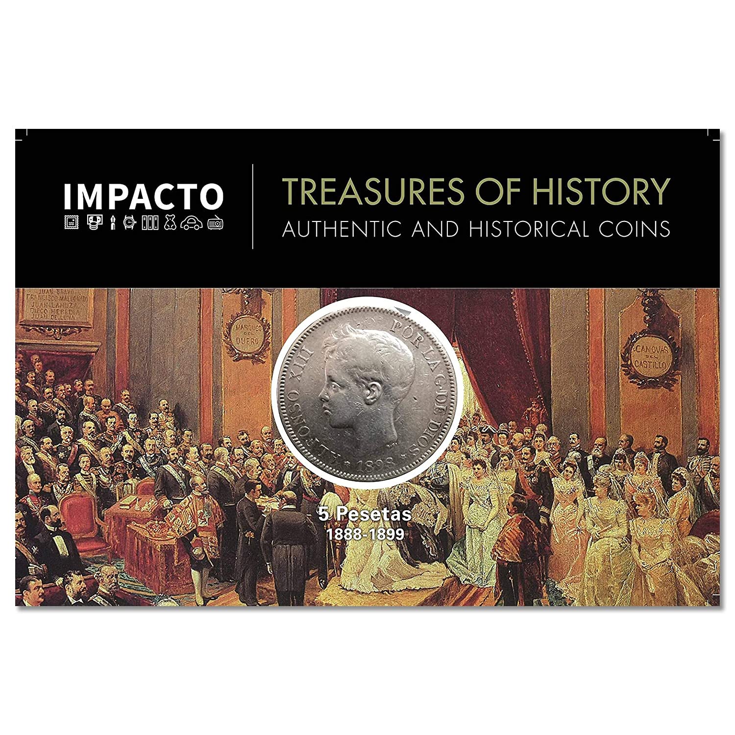 EFFECT COLLECTION Antique Coins - Spain 5 Silver Peseta 1896/99. Alfonso 13. Student