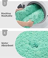 Vista 11 de Alfombra de inodoro blanca 22x24, antideslizante, esponjosa, alfombra de piso para baño en forma de U, lavable, alfombra de contorno para inodoro