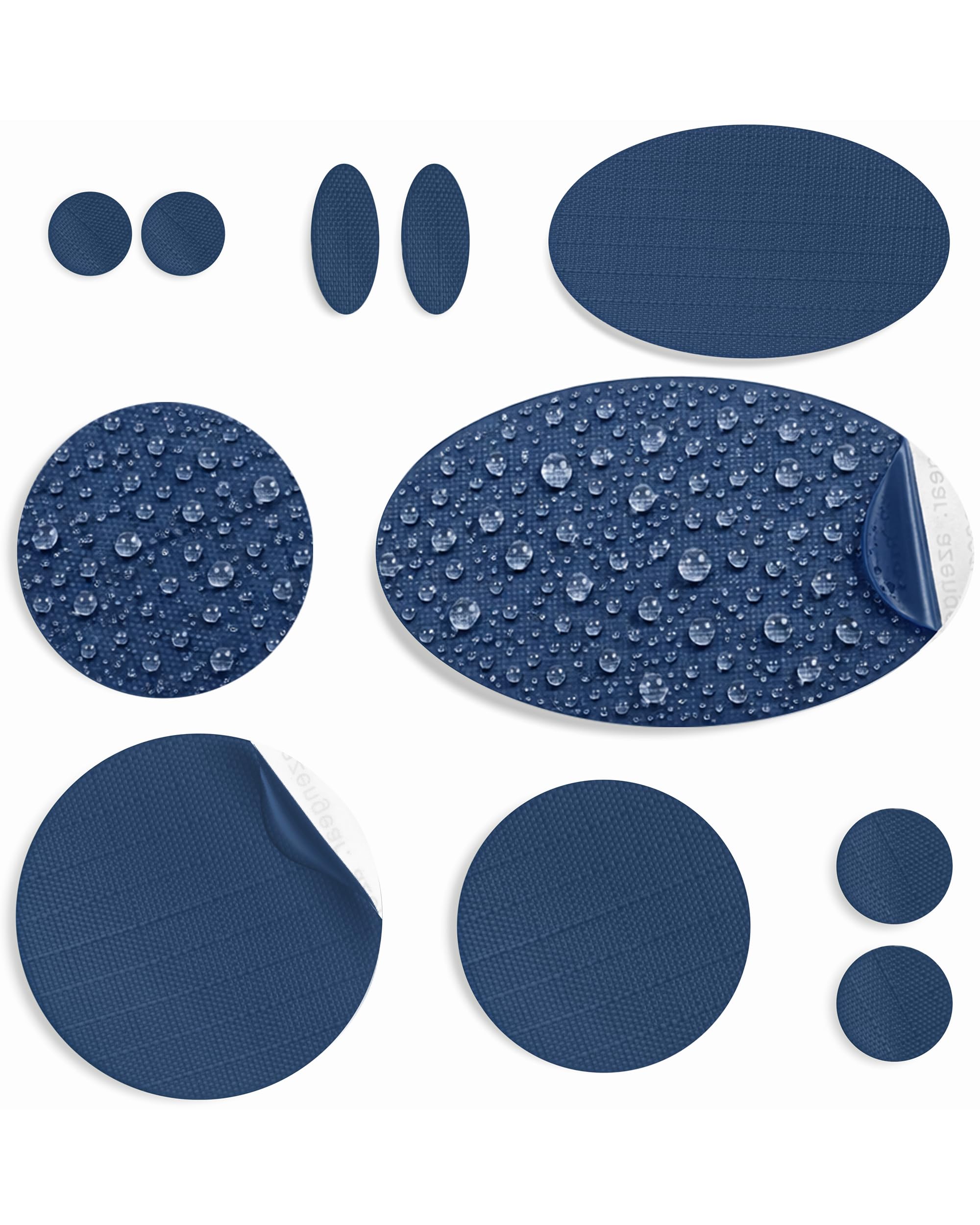 aZengear Toppe di riparazione (30+ colori) per piumini, giacche imbottite, tende, scarpe e tappezzeria, autoadesive, impermeabili, resistenti a strappi (11 pezzi, marina oscura)