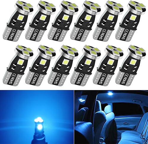 Bombillas LED T10 194 para automóvil, 192 bombillas LED para automóvil, 168 bombillas LED, 5smd azul hielo LED para interior de automóvil, cúpula