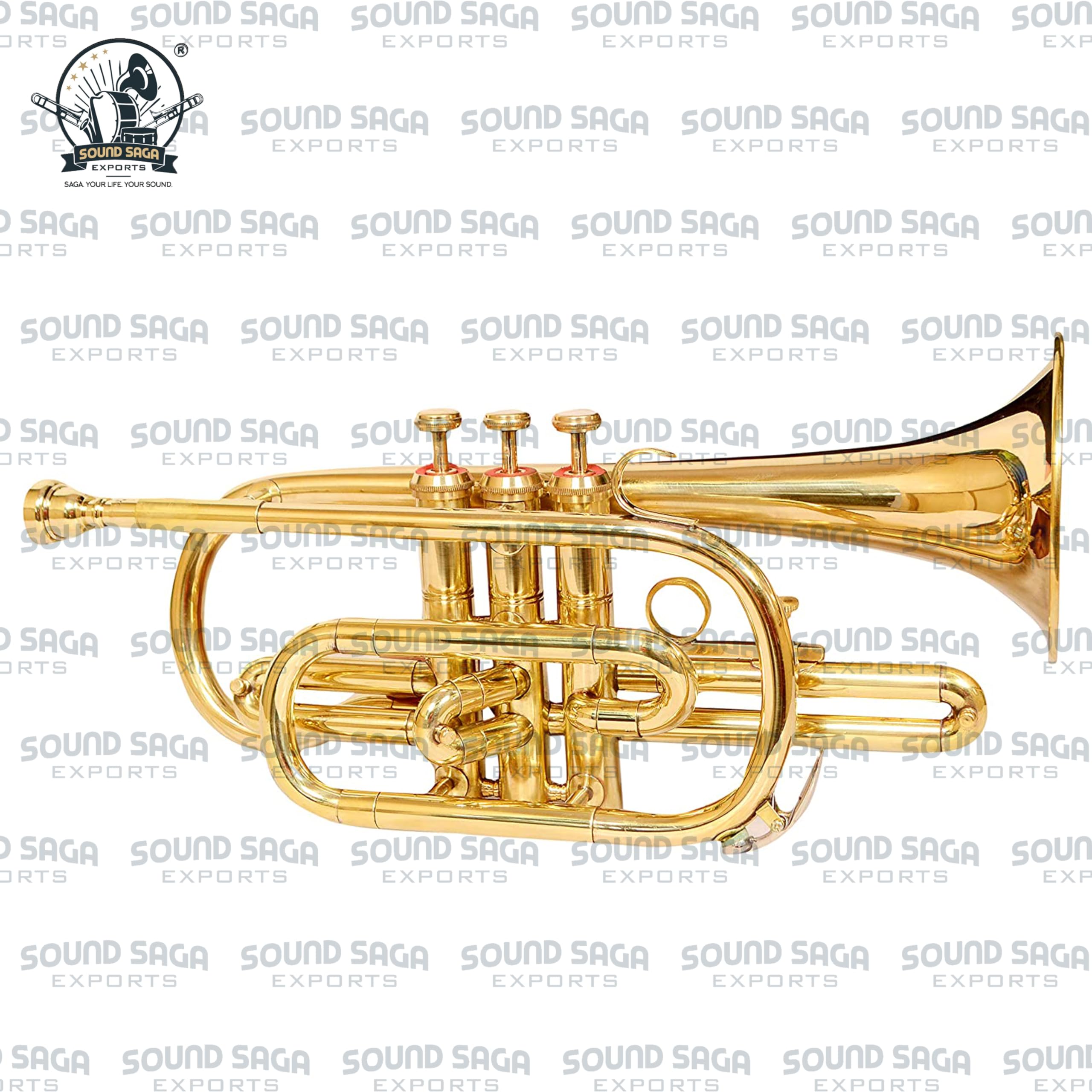 Kornett 3 Ventil, BB Pitch, Premium Qualität inklusive Mundstück und Tragetasche (BRASS)
