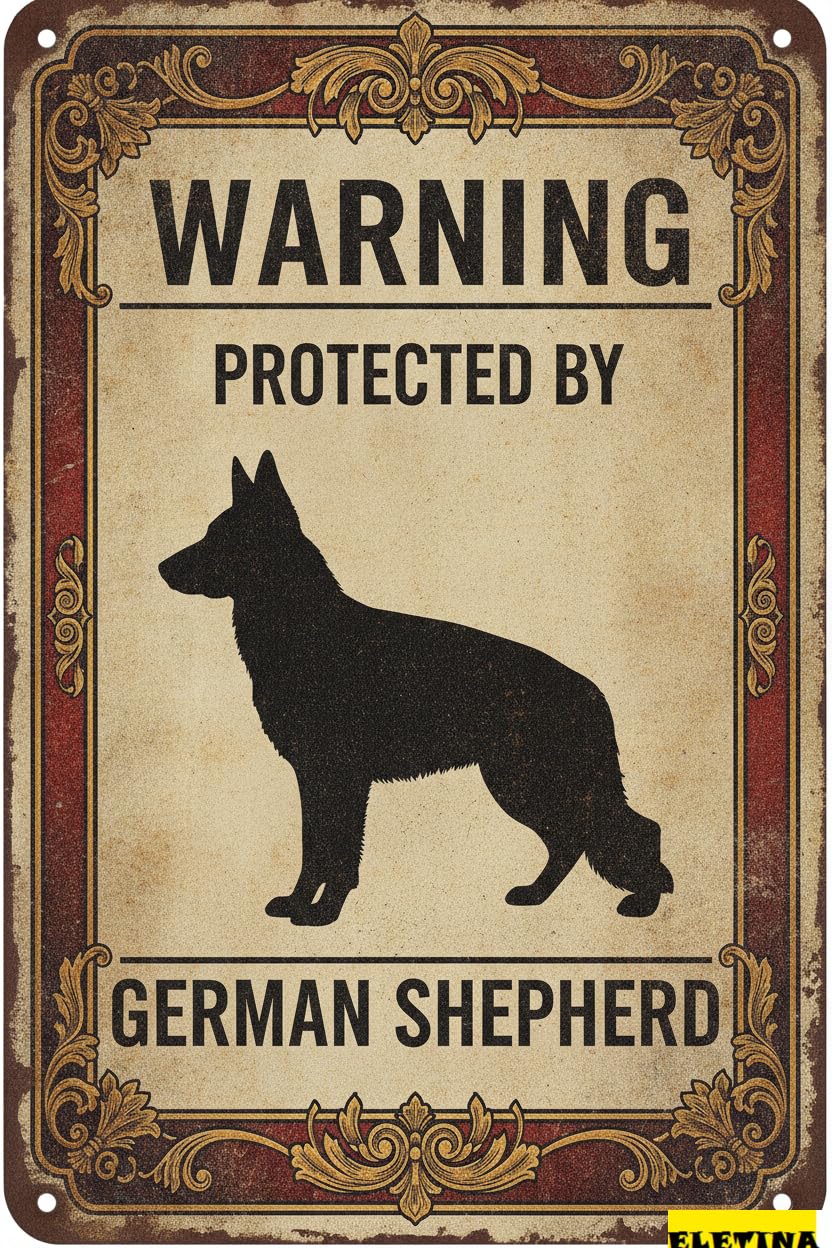 Tin Sign for Man Cave Beware Of Dog Fence Warning Protected By Ger Shepherd Aluminum Metal Tin S Outdoor Yard Warning Yard Home Kitchen Farm Garden Wall Decor 8x12 Inch Private Property Decorative