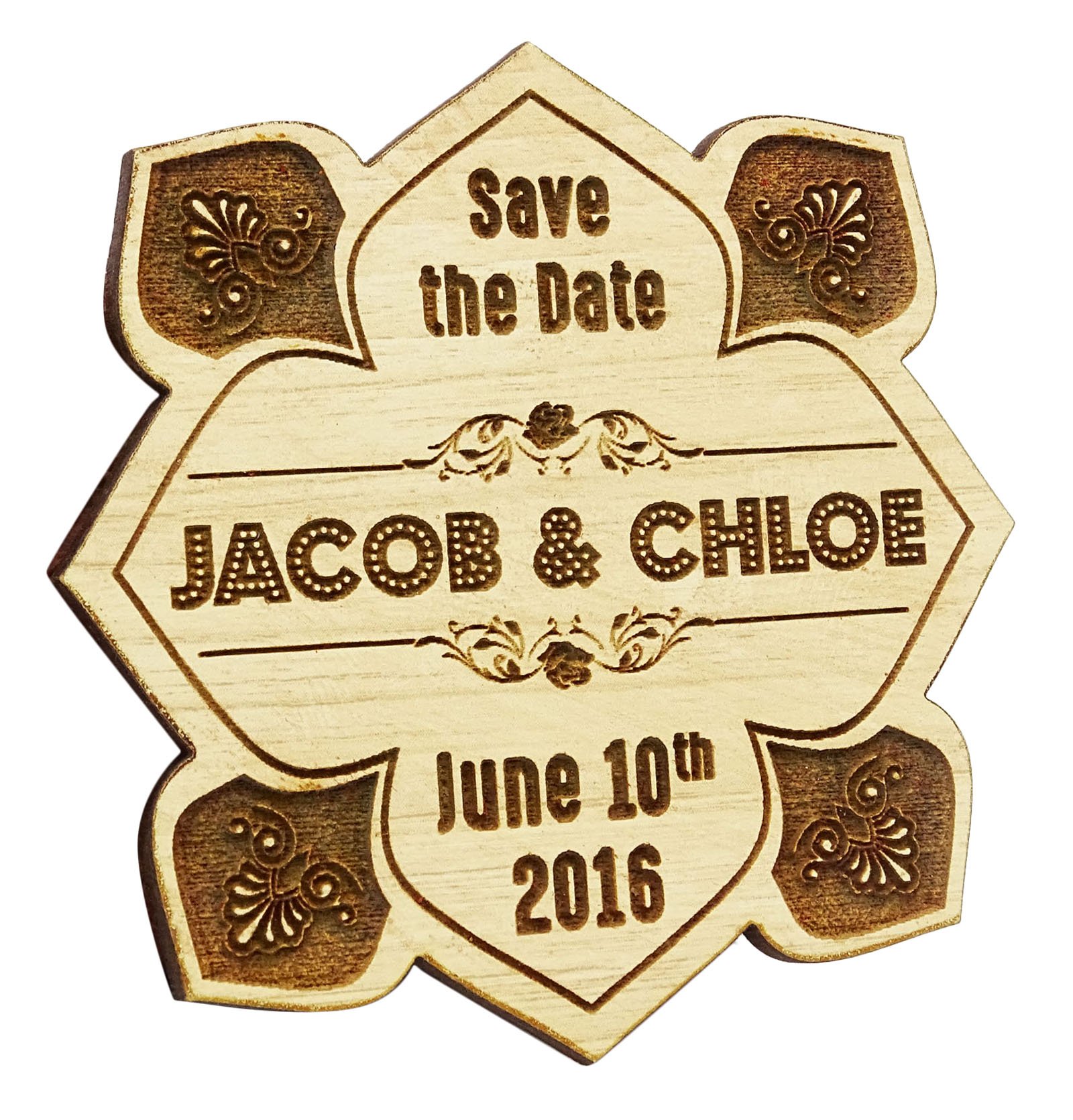 Aimants Save the Date bois personnalisés annonce mariage rustique gravée lot de 50