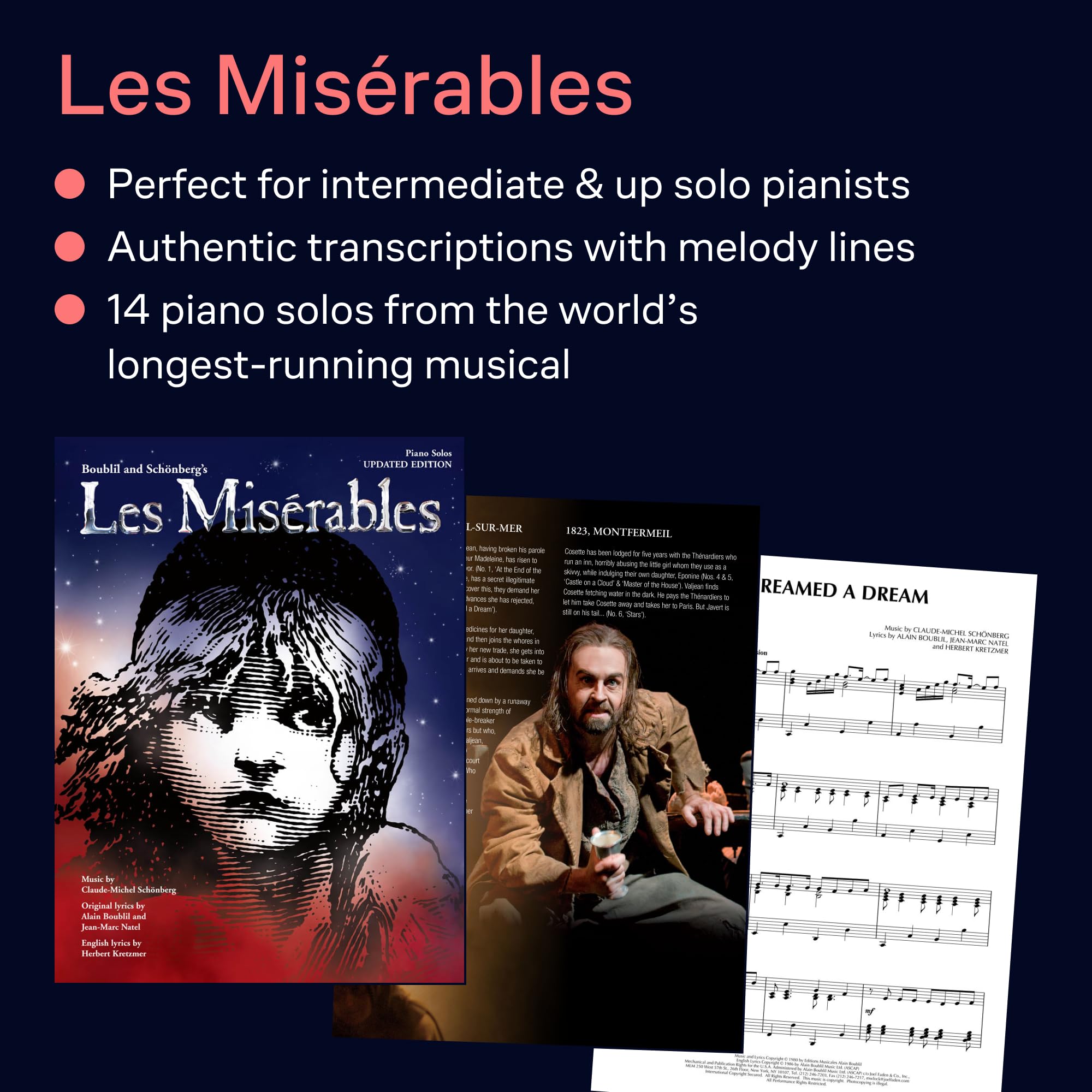 Les miserables piano: Updated Souvenier Edition (Piano Solos Olo Series)