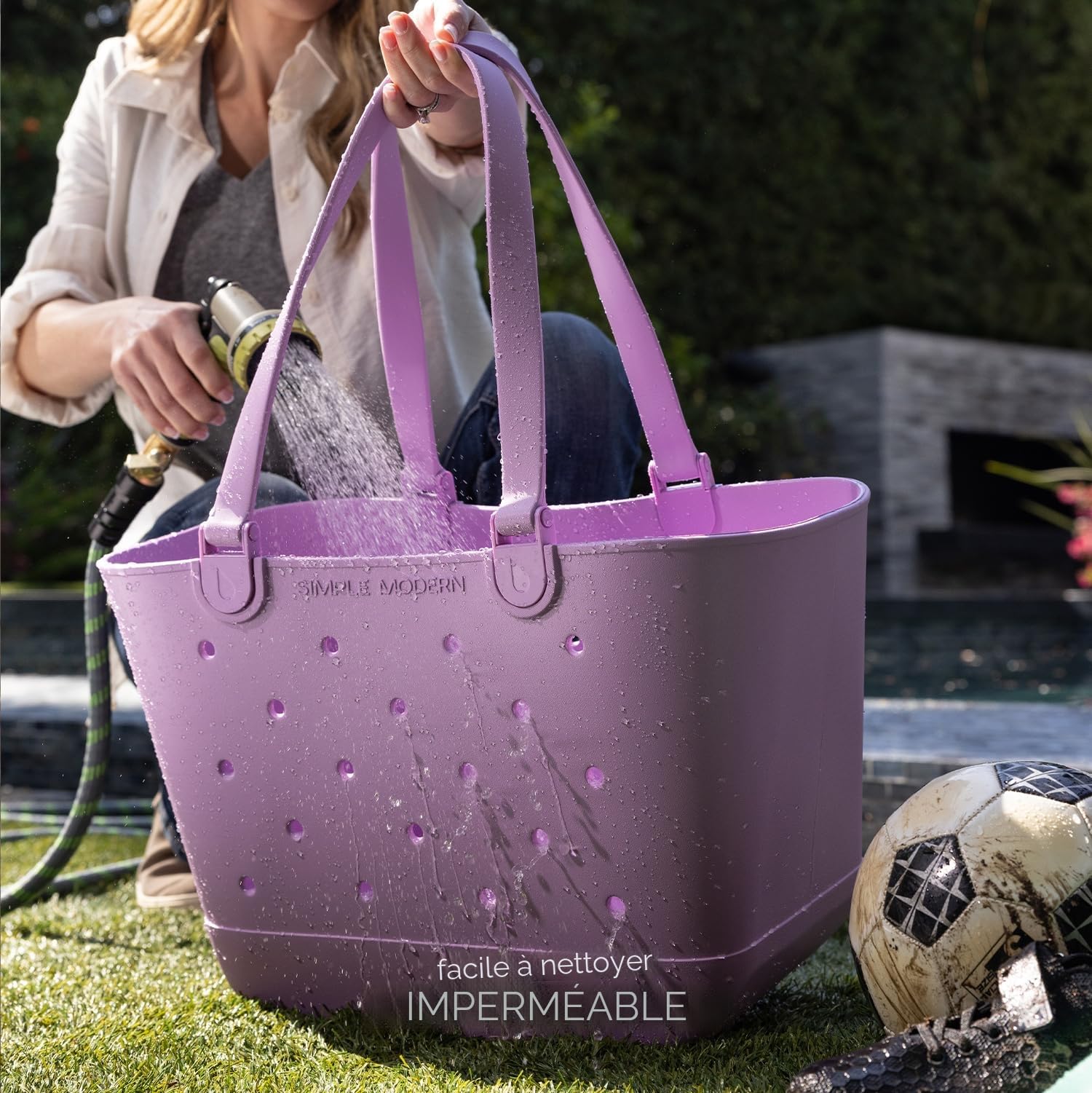 Sac de Plage en Caoutchouc Simple Modern | Grand Sac Étanche avec Poche Zippée pour la Plage, la Piscine, le Bateau, les Courses, le Sport | Collection Getaway