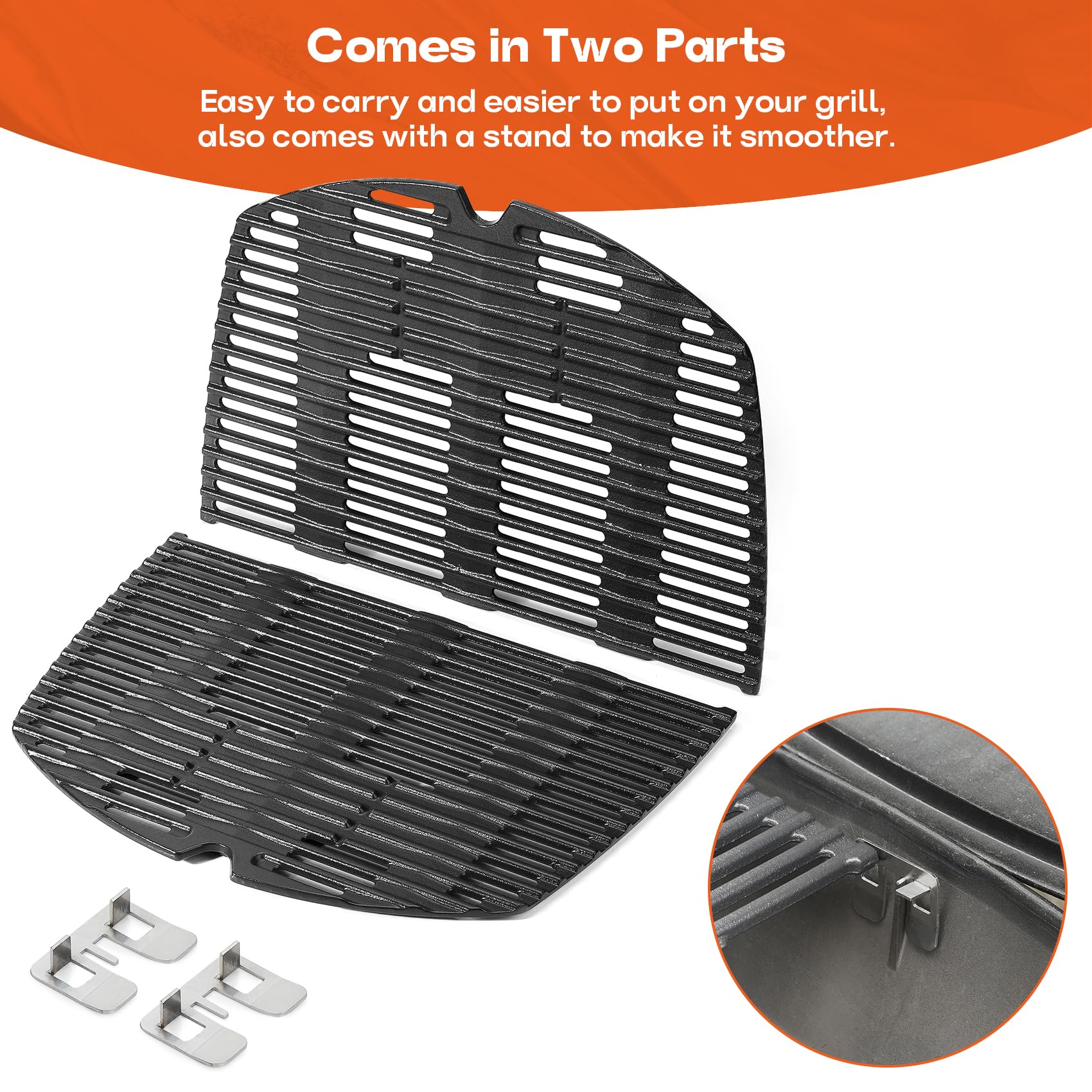 onlyfire Ghisa Griglia per Weber Q300 Q320 Q3000 Q3100 Q3200 Grill a Gas BBQ Grid Grill Ricambi Barbecue Accessori Set di 2