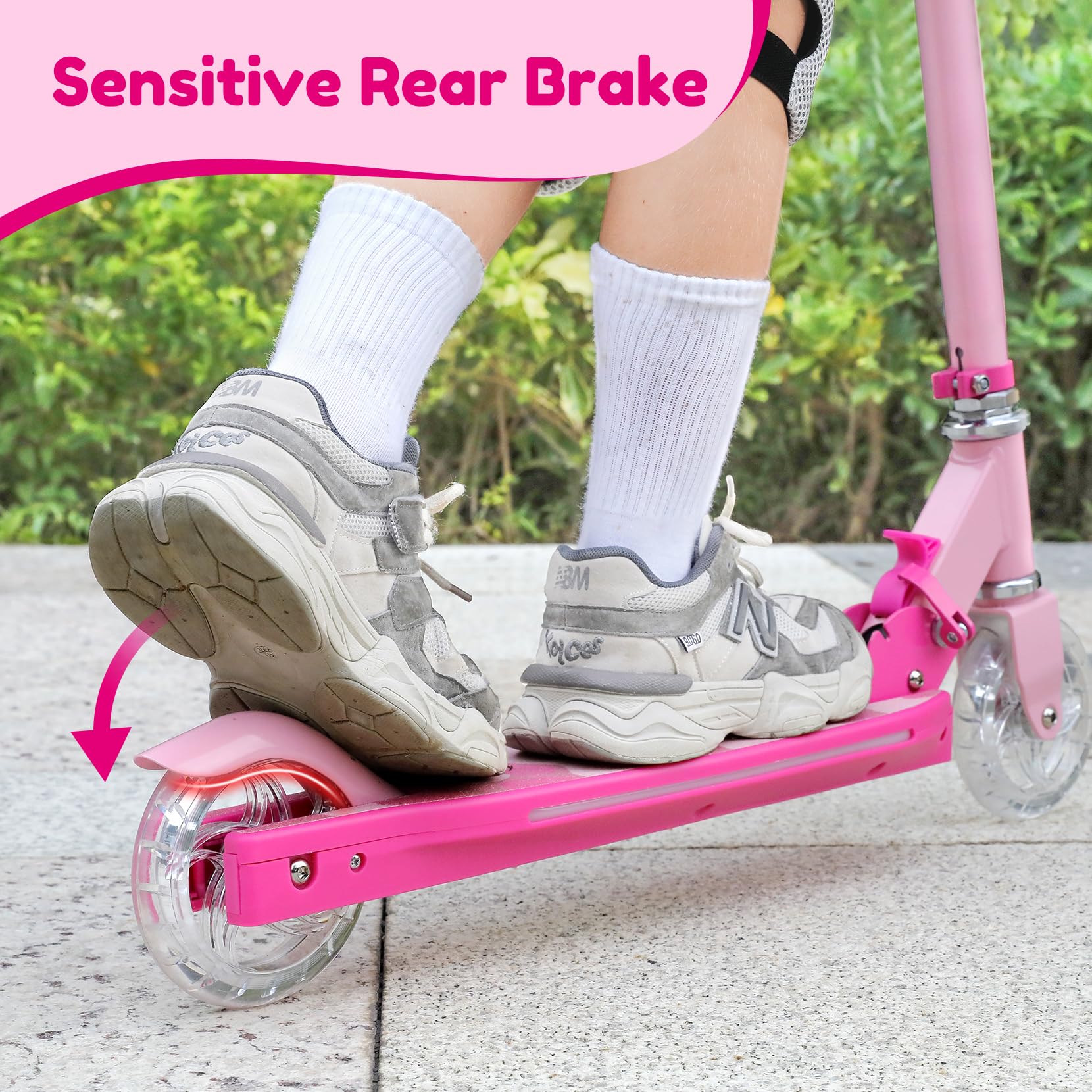 TONBUX Patinete Niños de 5 a 12 Años, Patinete Niños con Poste de Iluminación Fresco, Ruedas y Plataforma, Patinete de Altura Ajustable de Nivel 4, Patinete Ligero Plegable