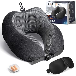 Neck Pillow【Industry-Innovative Storage Hook】Neck Pillow for Airplane, Comfortable Goods, Low-Resilience Foam, Ergonomically Wraps 360° {Summer and Winter OK! Cool Material that Lets Skin - Amazon product rated Grade A