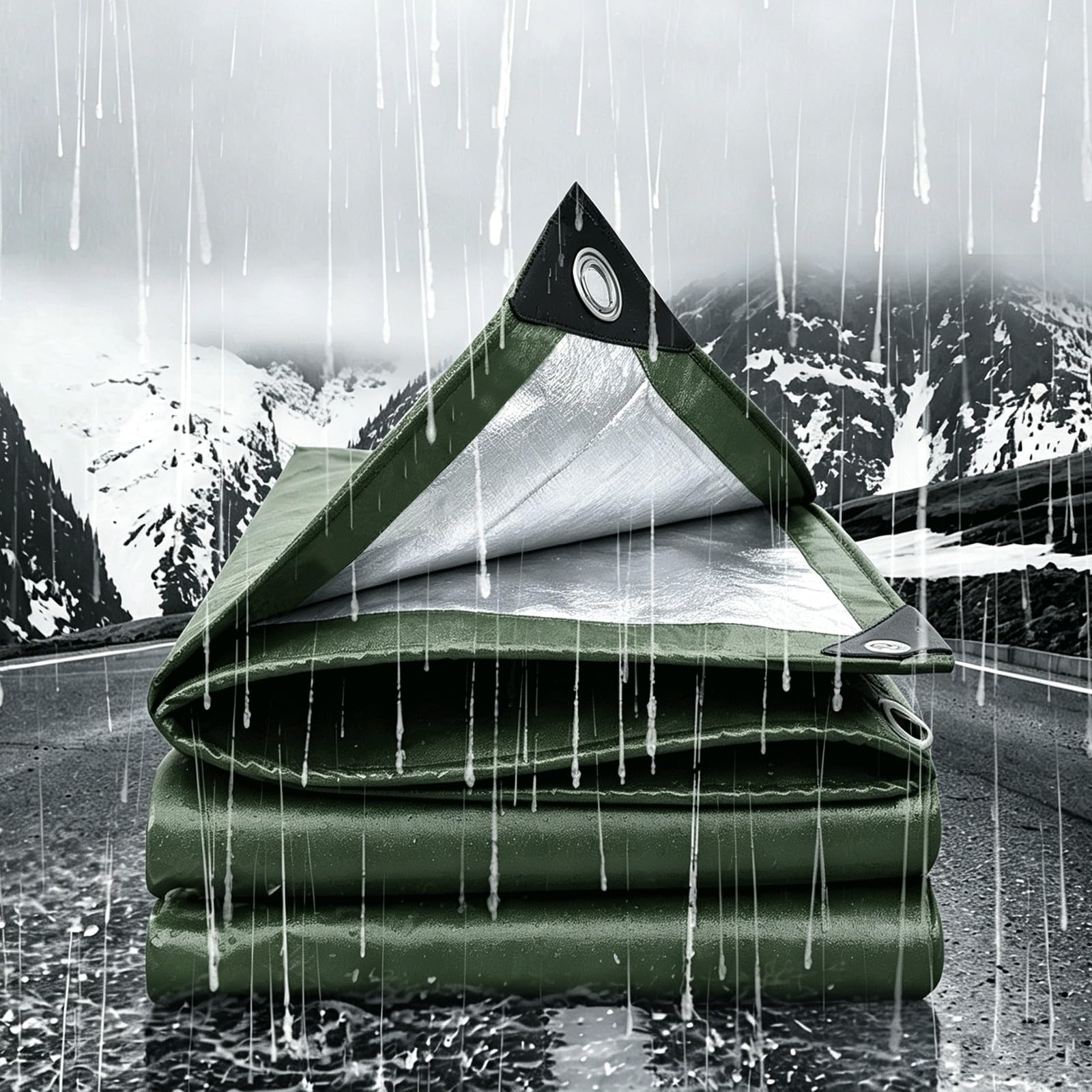 Lona de Protección Toldo 220 x 750 cm Resistente Al Moho Fácil Transporte Duradera Universal Lona Protectora Multiusos para Terrazas Cámping Coche Camping Balcón Barbacoa, Ejercito Verde