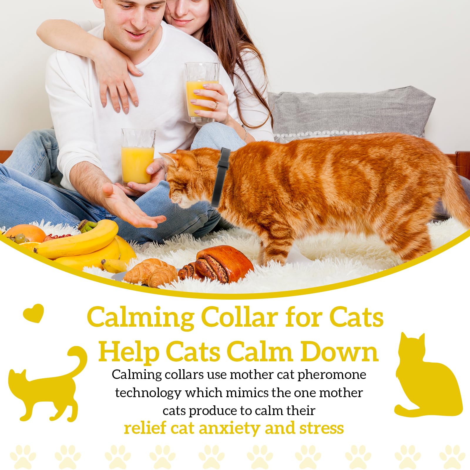 4-Pack Cat Calming Collar, Breakaway Cat Collar for Kittens to Large Cats, 4-Week Long Lasting, for Cat Anxiety Relief, Ideal for Indoor Cats(Black) - image 4