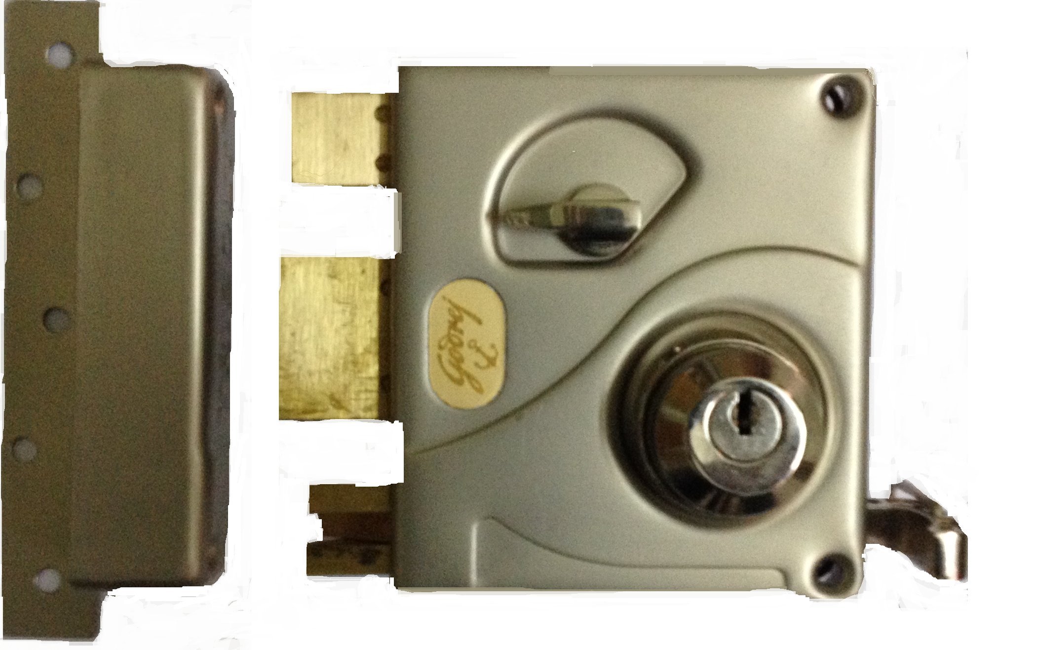 Godrej Rim Lock I Ultra Tribolt I 2C Deadbolt I for Inside Opening Wooden Door | Left/Right Handed Doors I 4 Keys I 15-Year Warranty I Manual Locking I Satin Nickel Finish (B01K794KIQ) Amazon Price History, Amazon Price Tracker