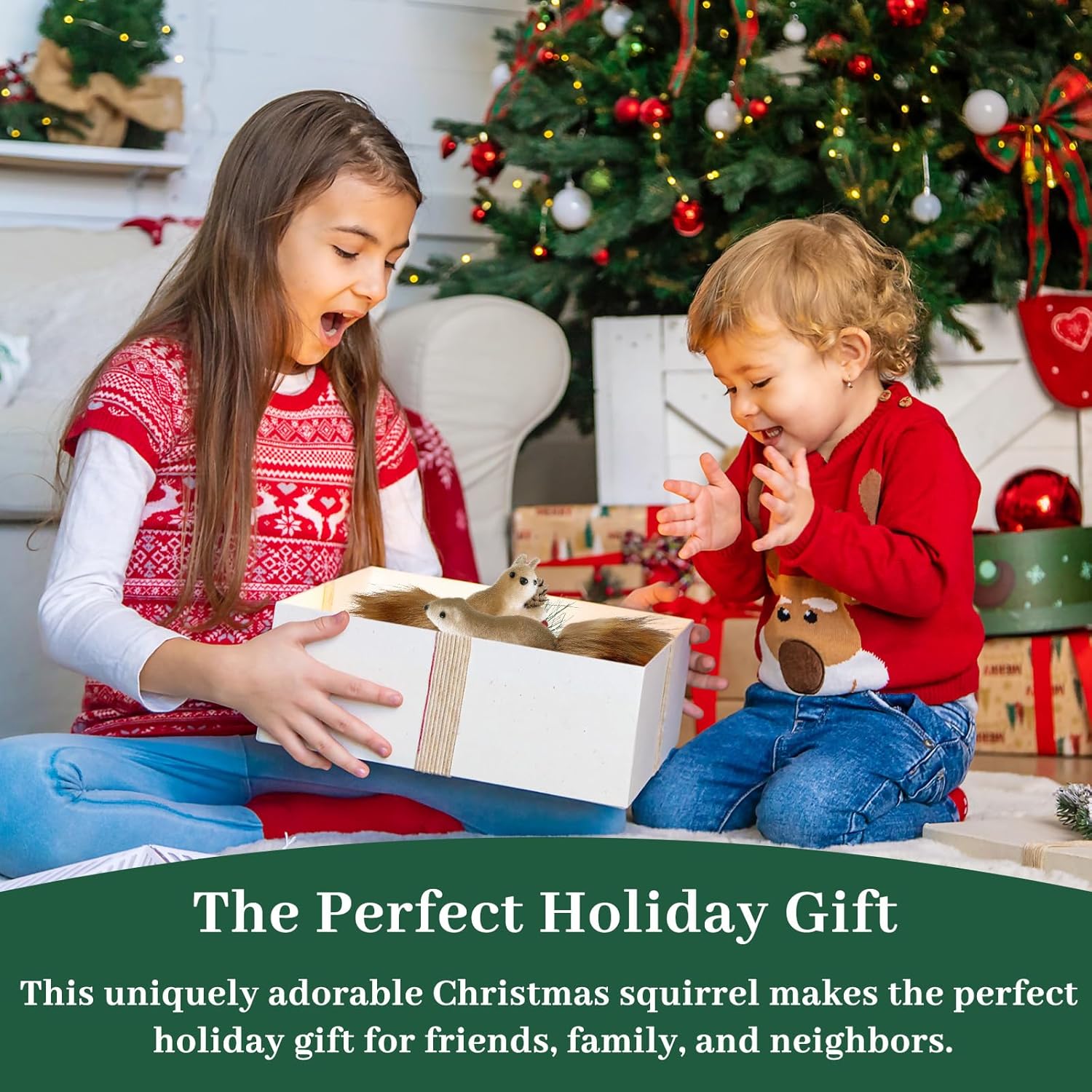 Yzgllnamu 2 Pack Squirrel Ornament, Christmas Squirrel Ornaments for Christmas Tree, A Thoughtful (Pendant) - Image 6