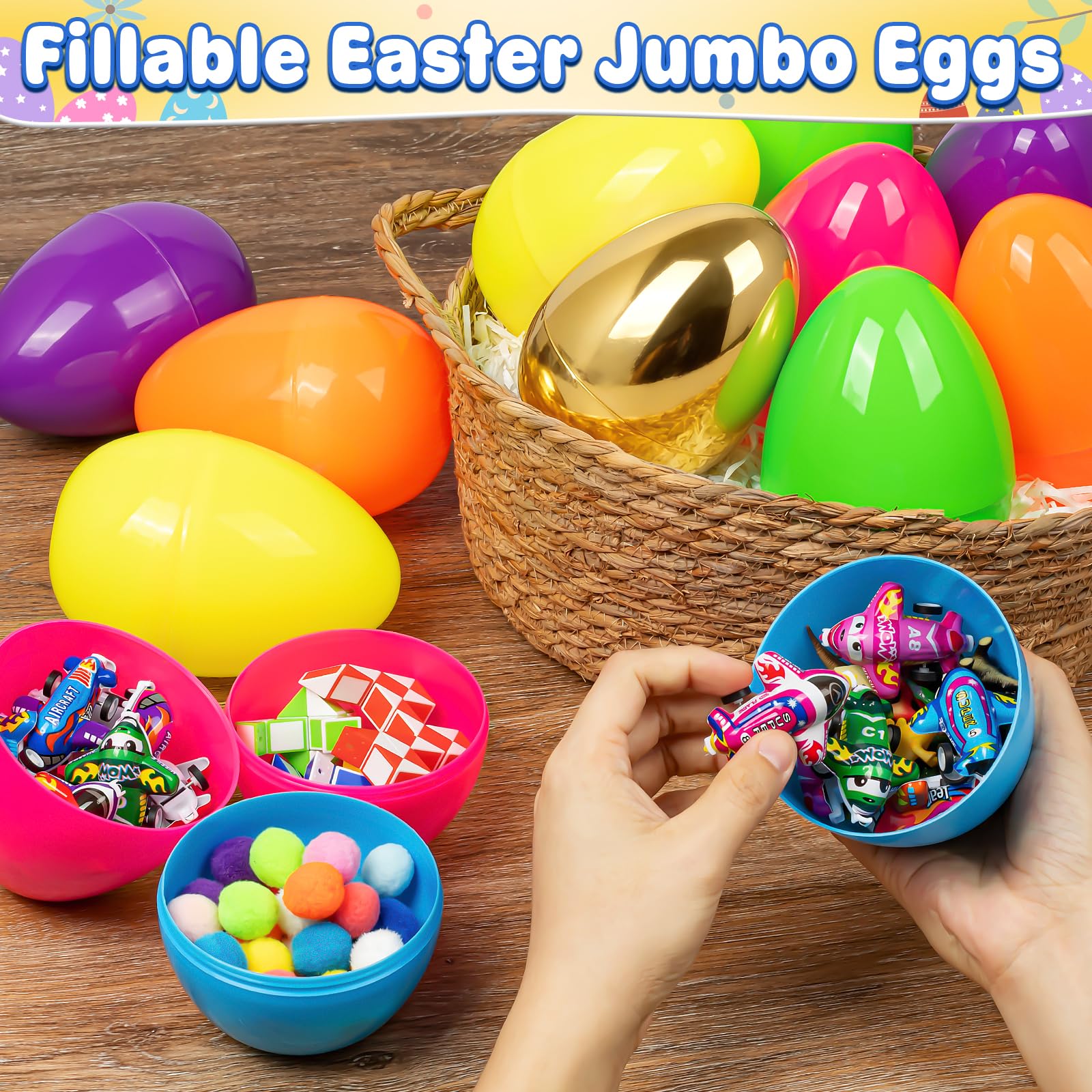 V-Opitos Jumbo-Ostereier, 15,2 cm, große Kunststoff-Ostereier, Großpackung, leere Eier für Ostereiersuche, Überraschungseier, Korbfüller, Oster-Partygeschenk für Kinder, 25 Stück