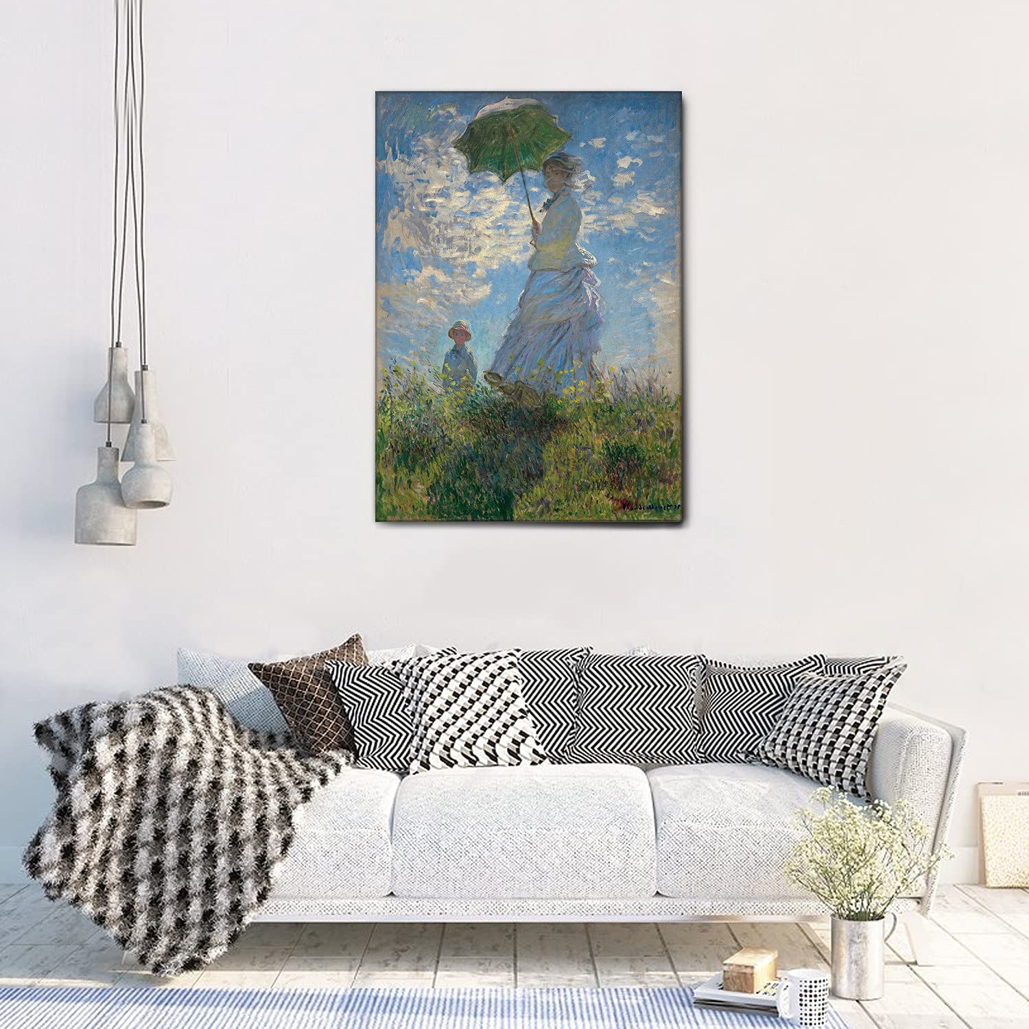 Giallobus - Quadro - Claude Monet - Donna con ombrello - Tela Canvas Telaio Standard - 70x100 - Pronto da appendere - Quadri moderni per la casa