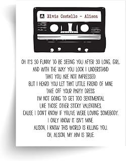 Elvis Costello - Alison Lyrics - Unframed Print