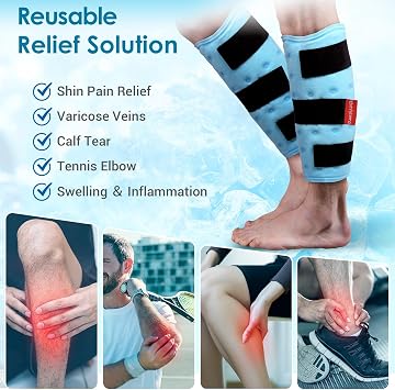Comfytemp 2-Pack Leg Ice Pack Wrap for Sports Injuries, Hot & Cold Therapy