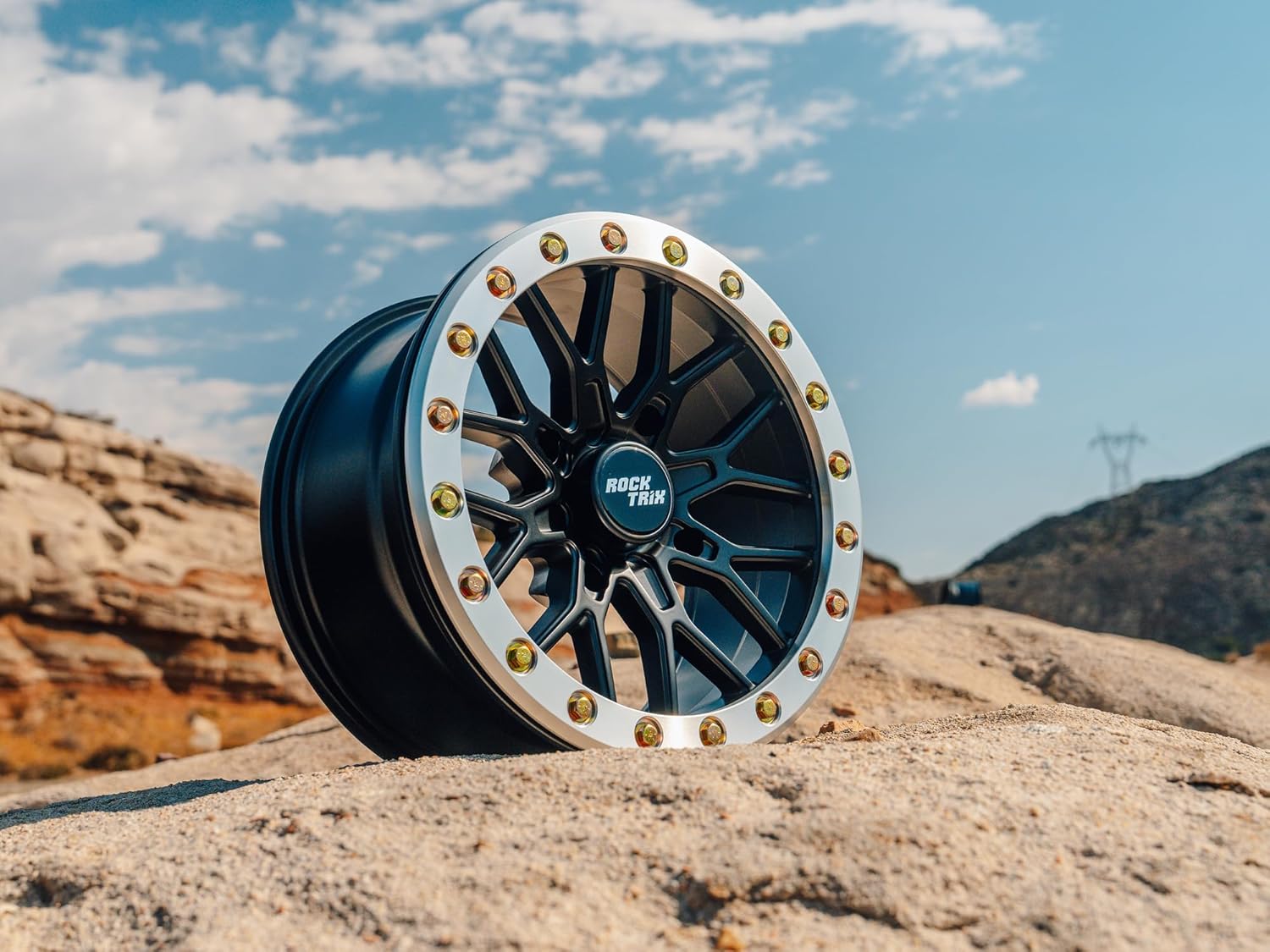 RockTrix RT104BL Beadlock 15in Wheels 15x7, 4x156 Bolt Pattern, 4+3 offset, ATV UTV SxS Rims, Compatible with Polaris Sportsman RZR Ranger Ranger Crew, 4/156 Matte Black, Set of 4