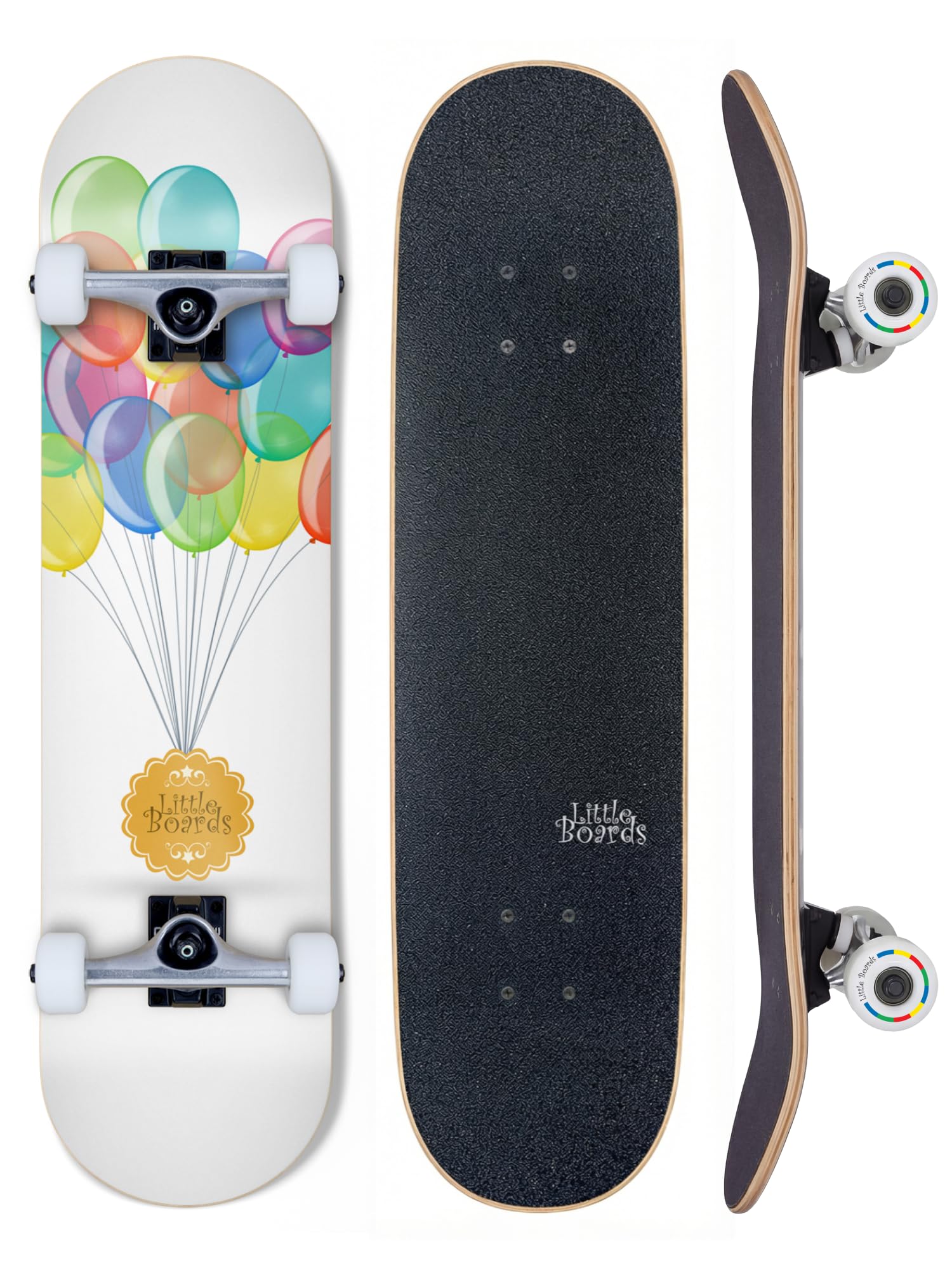 Little Boards Skateboard für Kinder - hochwertiges Komplettboard für Anfänger ab 3 oder 6 Jahren, aus 7 Lagen Ahorn, mit Griptape, Achsen und Urethane Rollen, ABEC 5 Kugellager