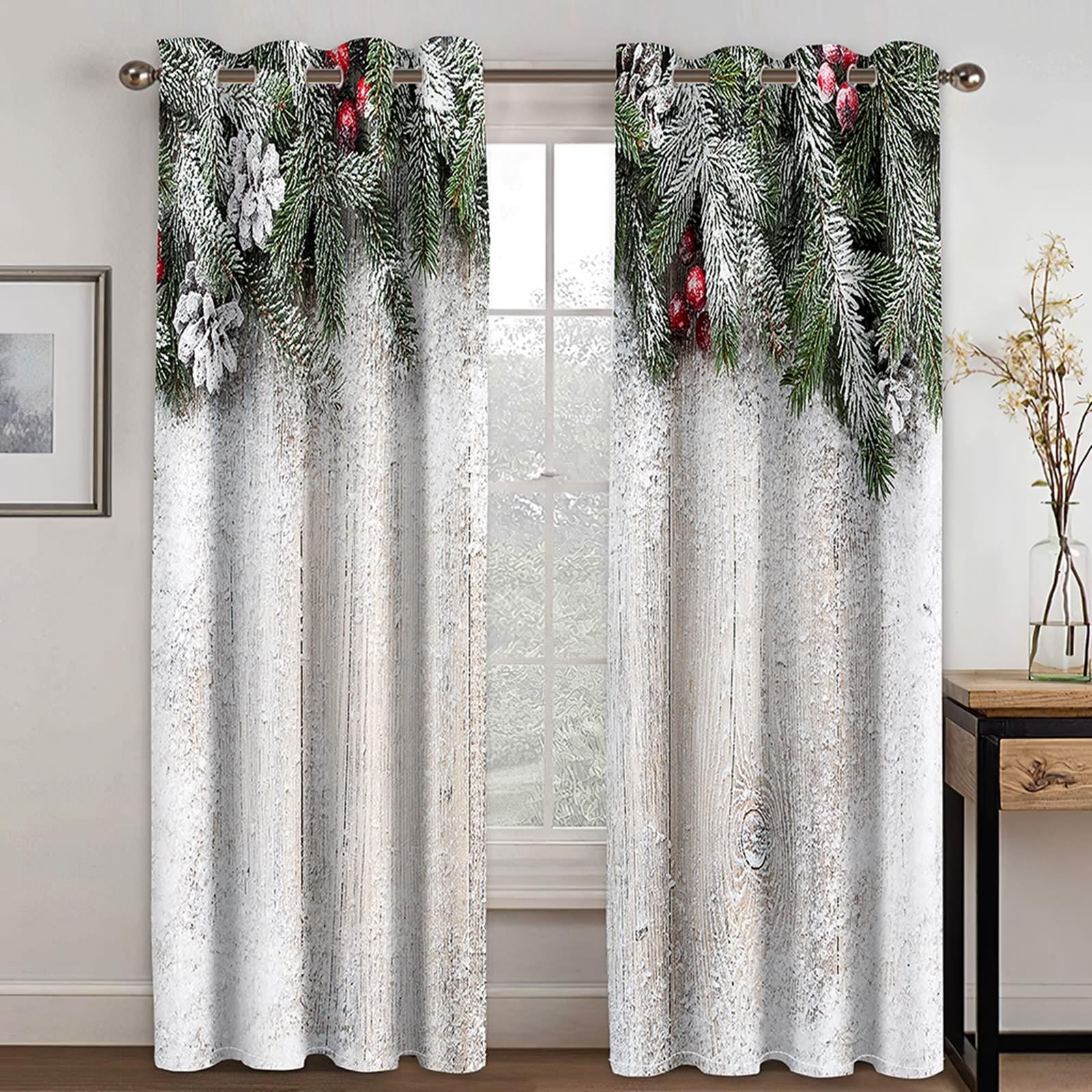 Vorhänge Blickdicht mit Ösen, Thermogardinen Weihnachts Dekorationen H 274 x B 214 cm Wohnzimmer Gardinen, 2er Set