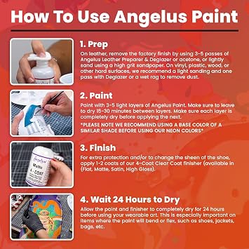 Angelus Leather Paint Basics Kit Acrylic Leather Paint Set with 5 Colors (1 oz. each), Preparer & Deglazer and Paintbrushes