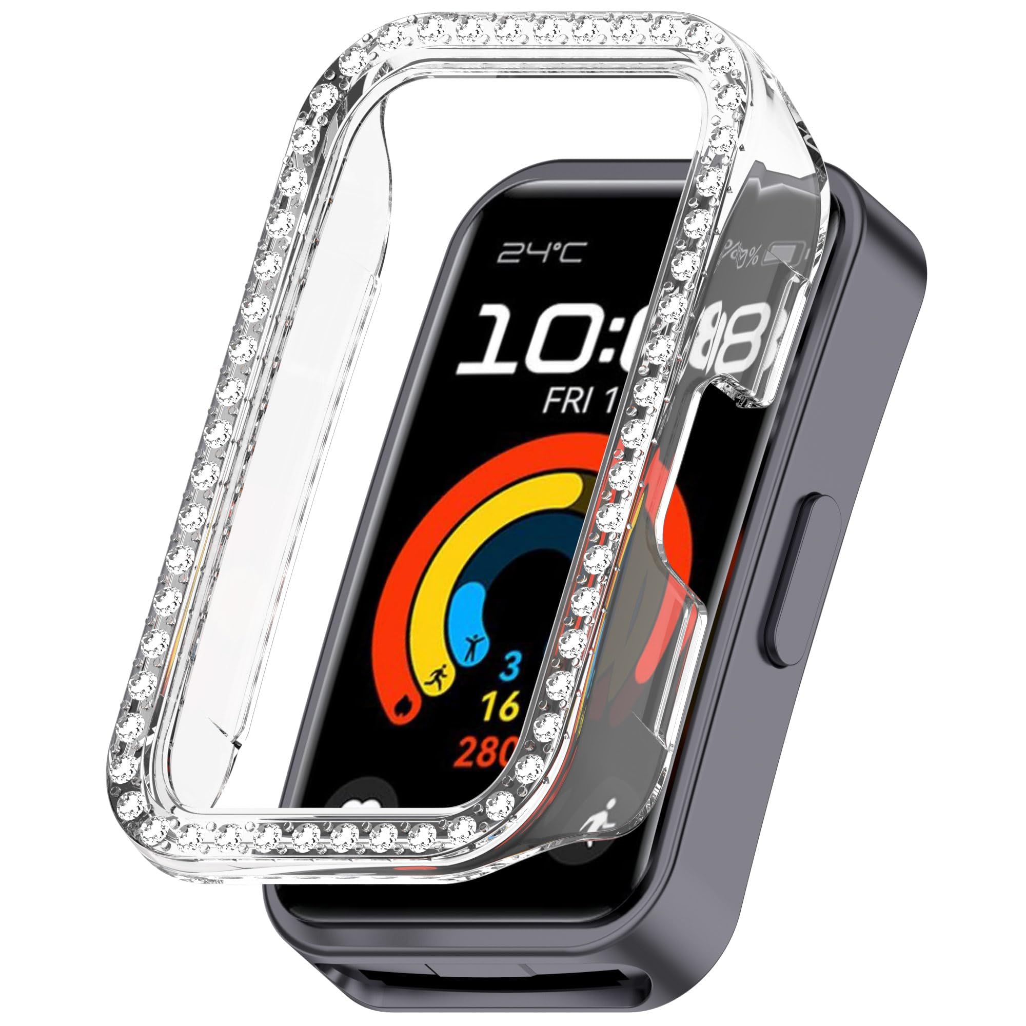 Dl3 Mobilak Bling Case for Huawei Band 8/9/10, Hard PC Frame, Crystal Diamonds, Slim Protective Cover