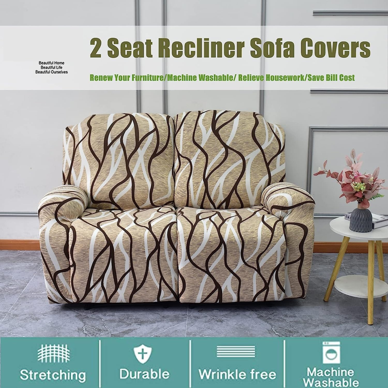Copripoltrona Relax Reclinabile Elettrica Con Tasche Fodera Per Poltrona,Universale Coprisedile Chivas Poltrona Reclinabile Relax Completo Elasticizzato, Copertura Per Poltrona ( Color : 34# , Size :