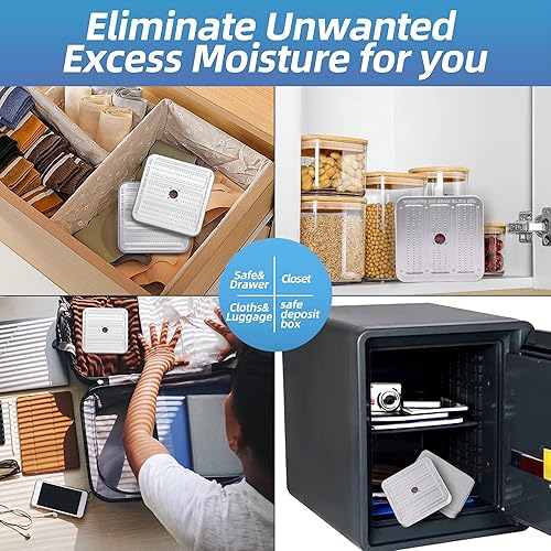 Miniatura 5 de Paquete de 5 deshumidificadores de 7.05 oz (7.05 oz), deshumidificador de gel de sílice reutilizable, recipiente indicador de gel de sílice (naranja