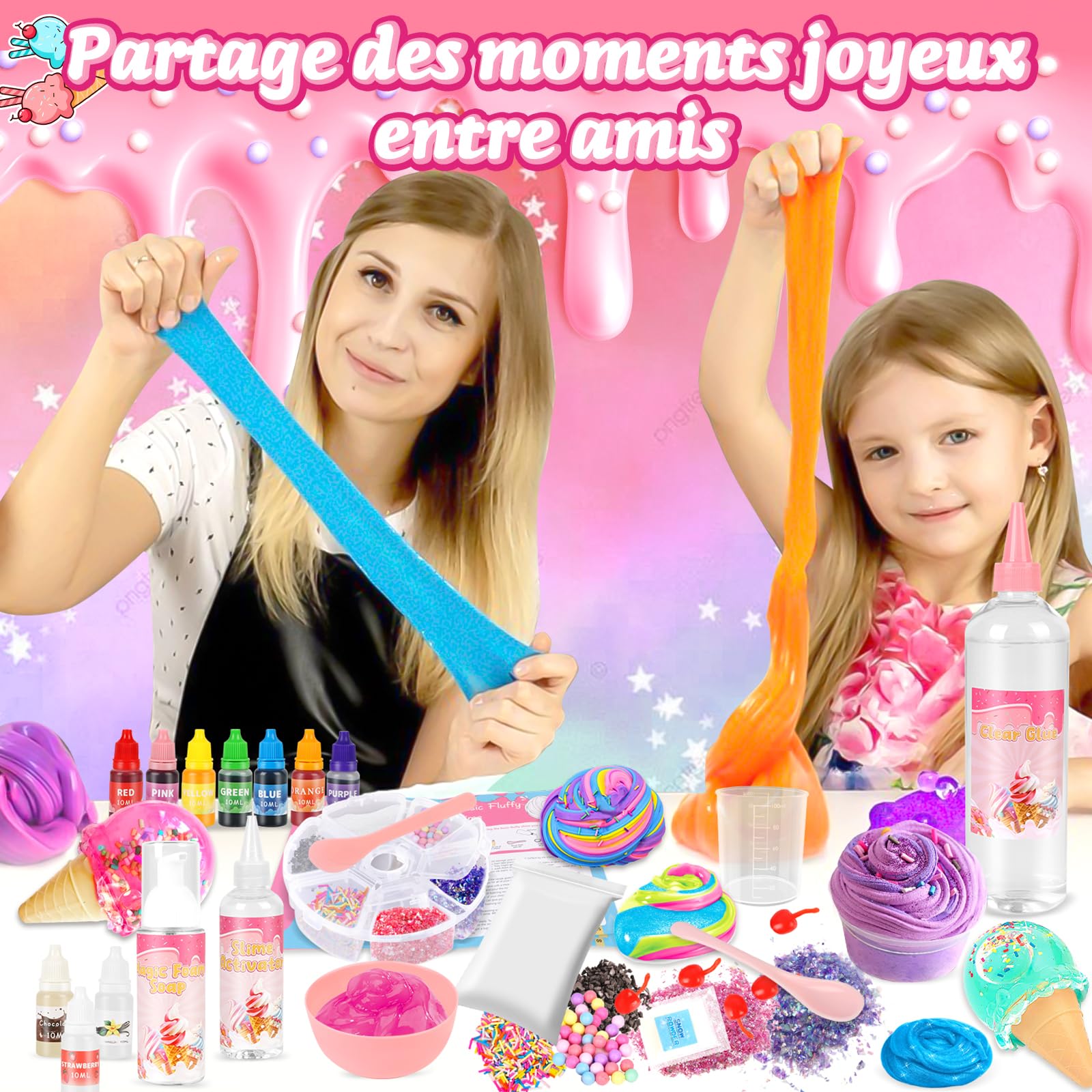 Herefun Slim Enfant, Kit de Fabrication de Slime Fluffy pour Enfants, DIY Slime Kit, Loisirs Créatifs et Activités Manuelles