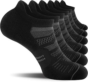 CS CELERSPORT 6 Pack Men's Running Ankle Socks with Cushion, Low Cut Athletic Sport Tab Socks
