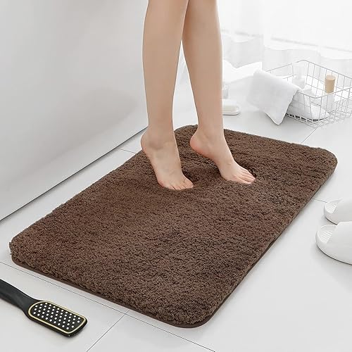 Miniatura 2 de ELEHOLD Juego de alfombras y tapetes de baño, juego de 2 alfombras de baño gruesas y absorbentes, antideslizantes, suaves y peludas, lavables a